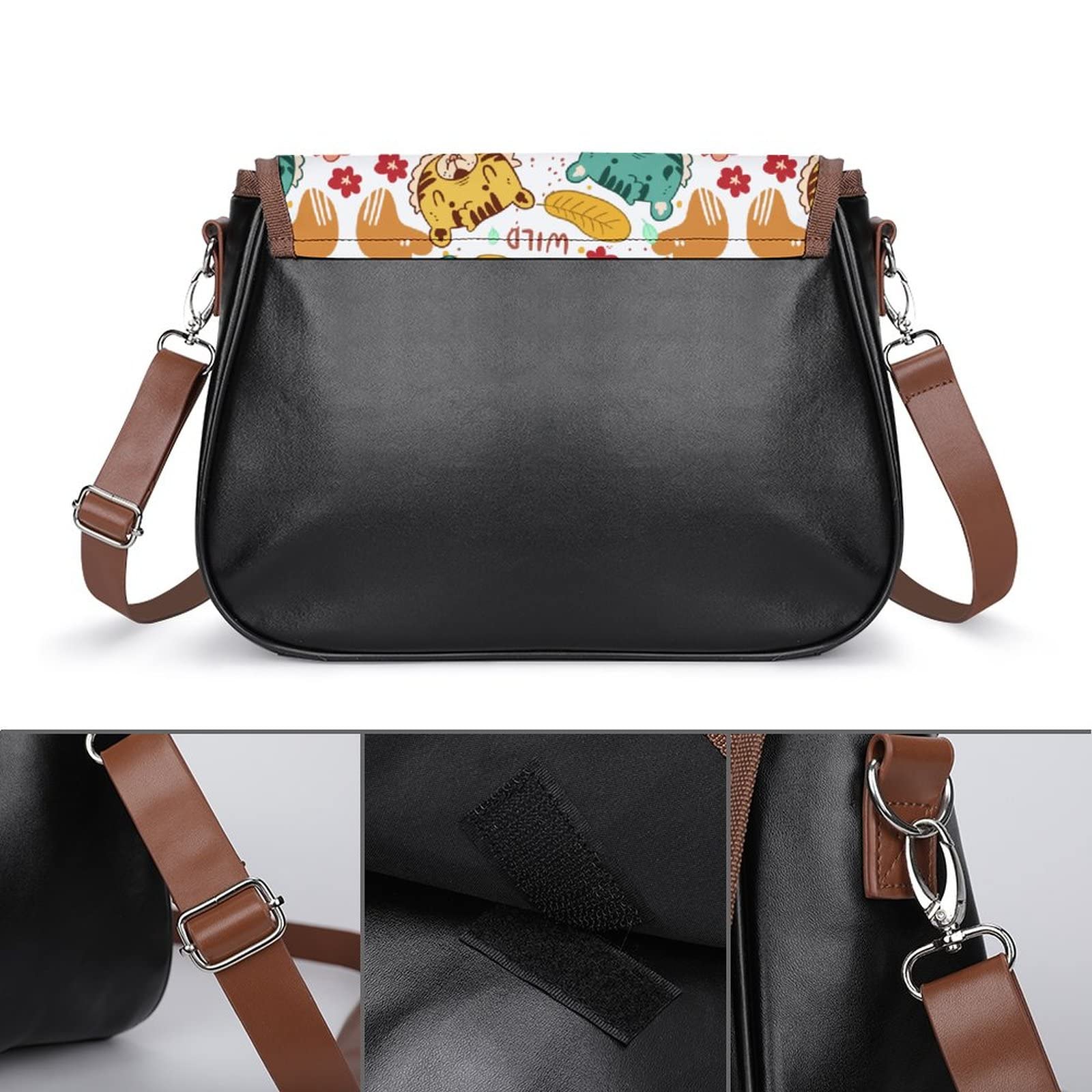 Stylish Printed Crossbody Shoulder Bag for Women - PU Leather Designer Satchel in Yellow & Green Tiger Pattern | Perfect for Travel, Shopping & Everyday Use