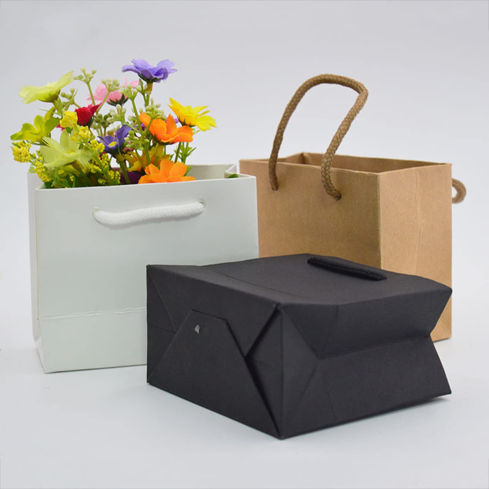 30 Pcs Elegant Kraft Paper Gift Bags with Handles - Perfect for Wedding Favors, Birthday Party Treats & Chocolate Packaging (Brown, 6x8 Inches)