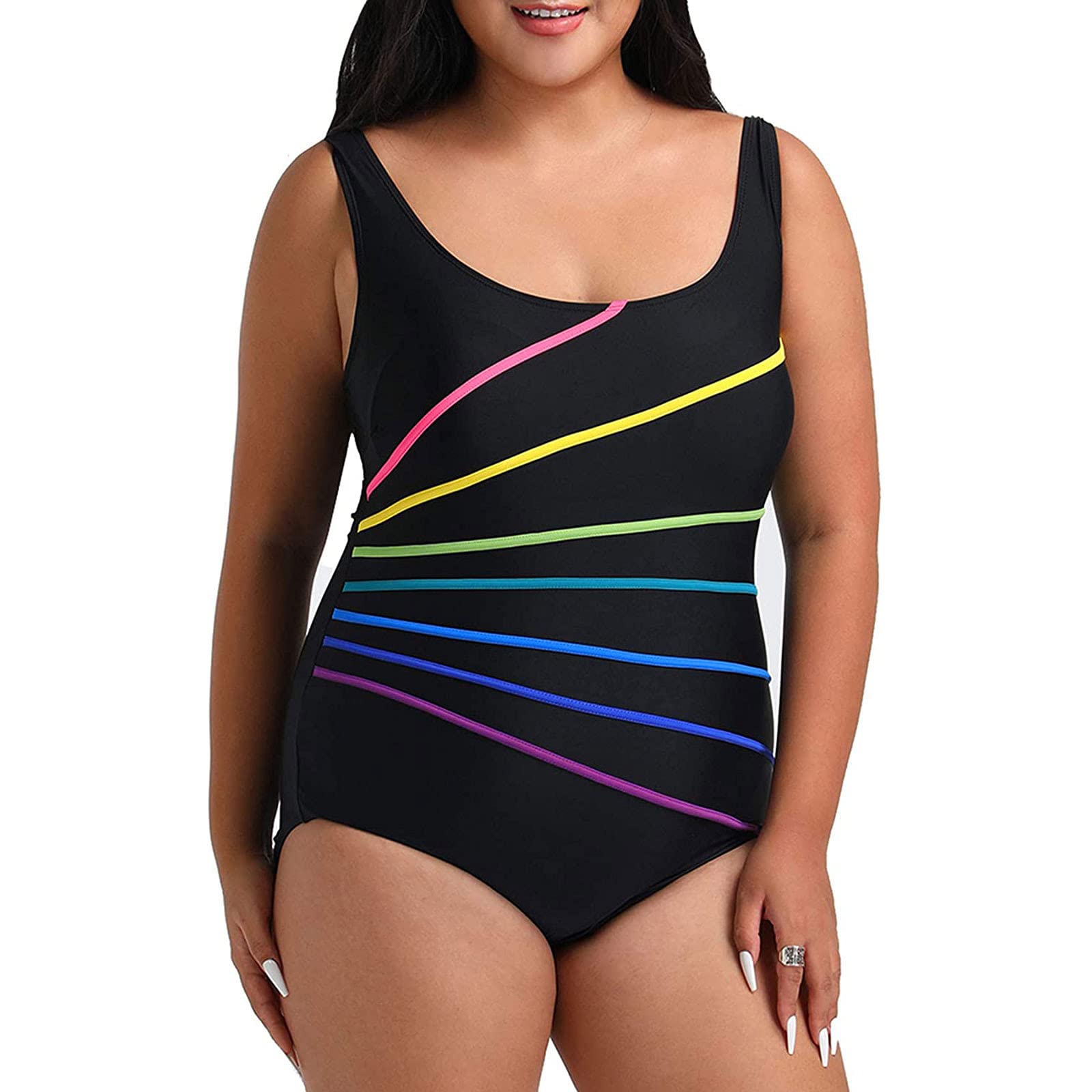 Plus Size One Piece Swimsuits for Women - V Neck Tummy Control Retro Bathing Suit | Beach, Pool & Vacation Swimwear