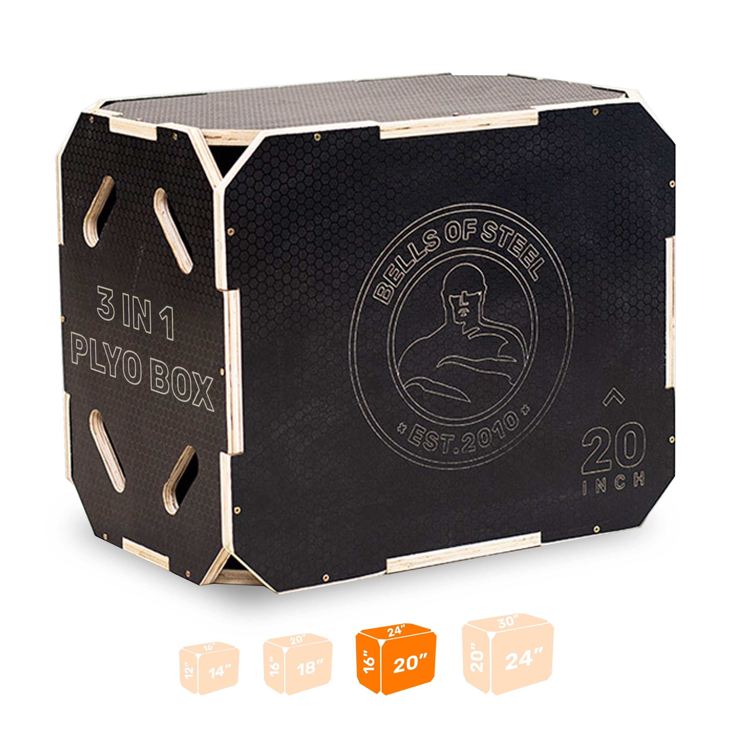 Bells of Steel 3-in-1 Wooden Plyometric Jump Box - Anti-Slip Plyo Box for CrossFit, Home Gym & Functional Training - Perfect for Box Jumps, Step-Ups, Squats & Knee-ups - Durable Workout Equipment for Fitness Enthusiasts