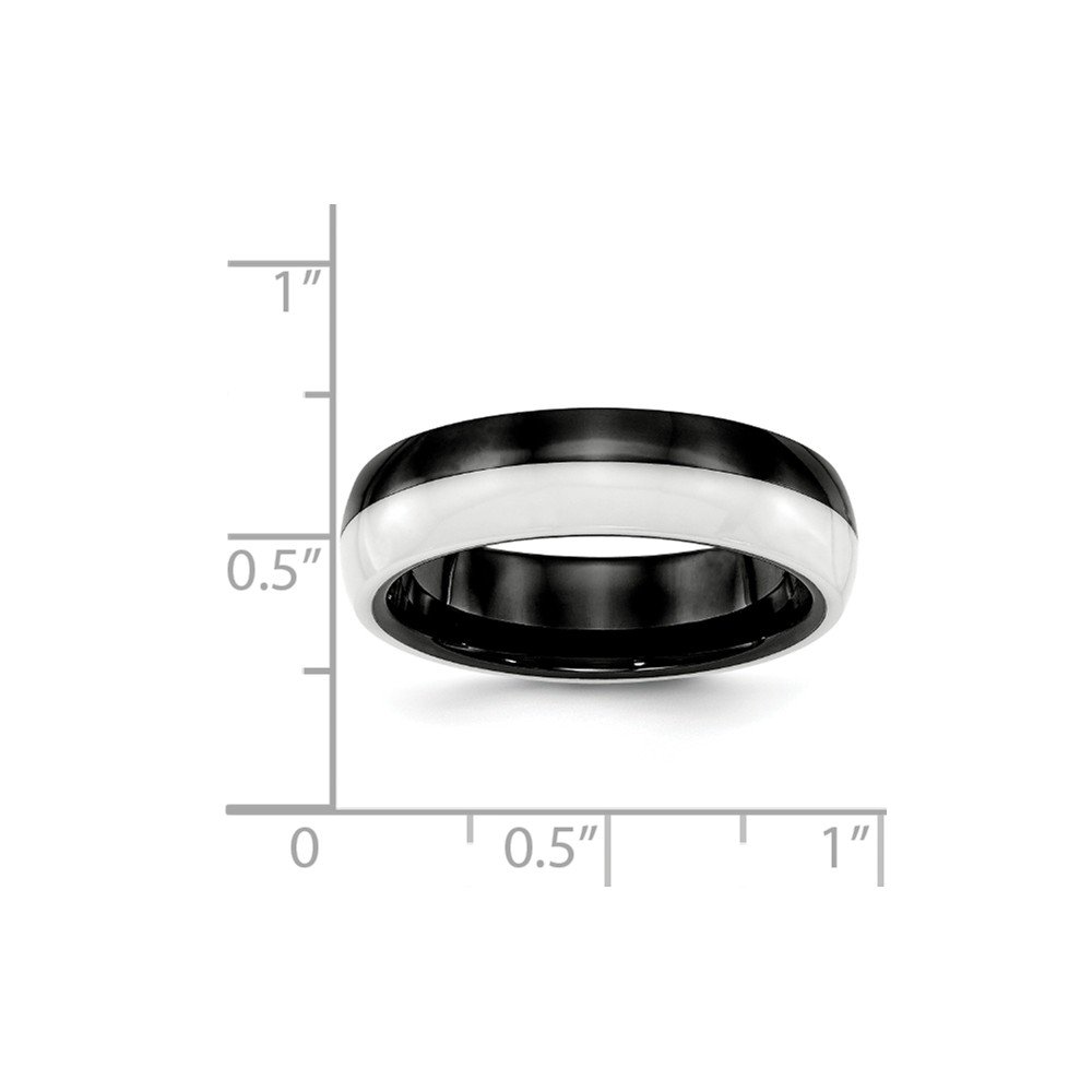 Solid Ceramic Black and White 6.00mm Wedding Band Ring for Men & Women - Durable Comfort Fit Wedding Ring for Everyday Wear, Anniversary Gift, and Special Occasions