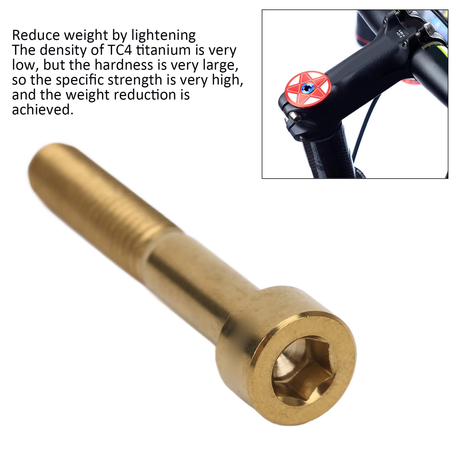 VBESTLIFE M6 40mm Alloy Bike Stem Bolt - Rust Proof Headset Cap Screw for Mountain Bikes & Road Bikes | Durable Lightweight Replacement Part for Cycling Maintenance & Repair