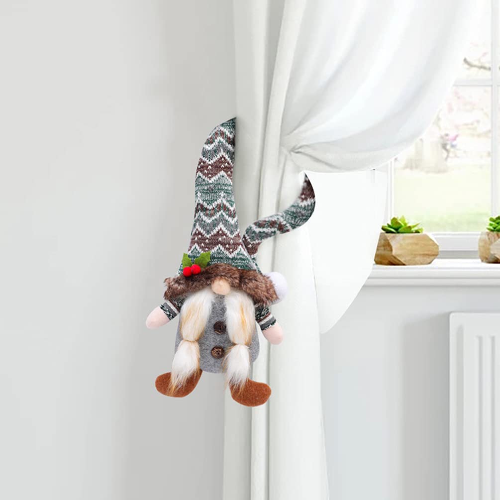 PRETYZOOM 2-Pack Christmas Plush Gnome Doll Curtain Holdbacks - Festive Xmas & Halloween Decor, Shower Curtain Hooks, Nordic Polyester Ornaments for Holiday Home Decor
