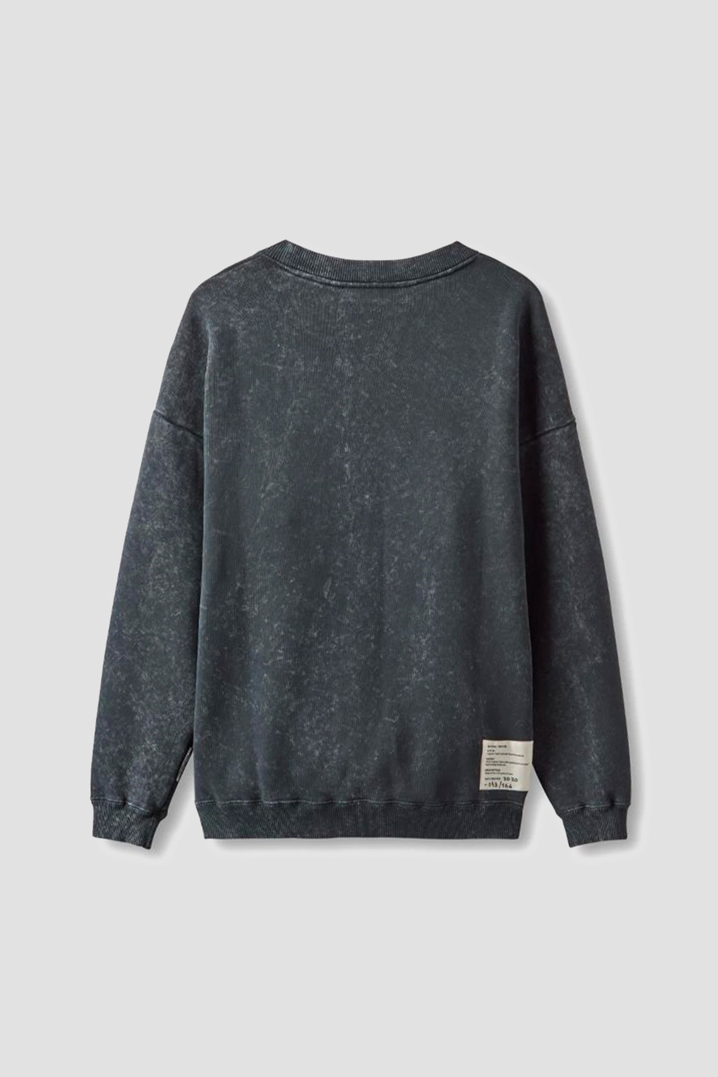 530 Washed Black Sweatshirt for Men - Soft Cotton Pullover Hoodie for Casual Wear, Gym & Street Style