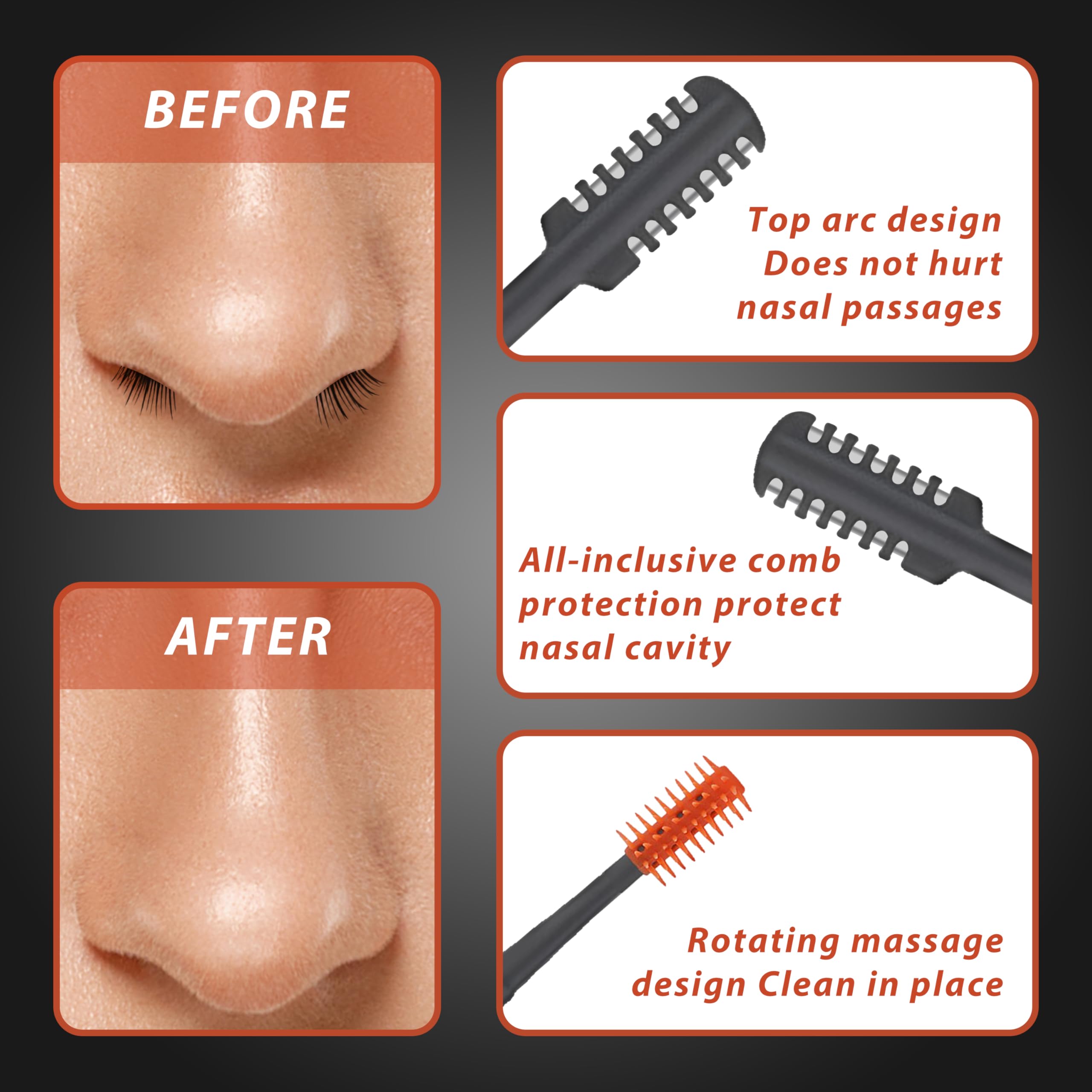 FloraVigo 360° Rotating Double Head Nose Hair Trimmer for Men & Women - Manual Nose Hair Razor & Grooming Tool (Black) - Perfect for Travel, Home & Personal Care