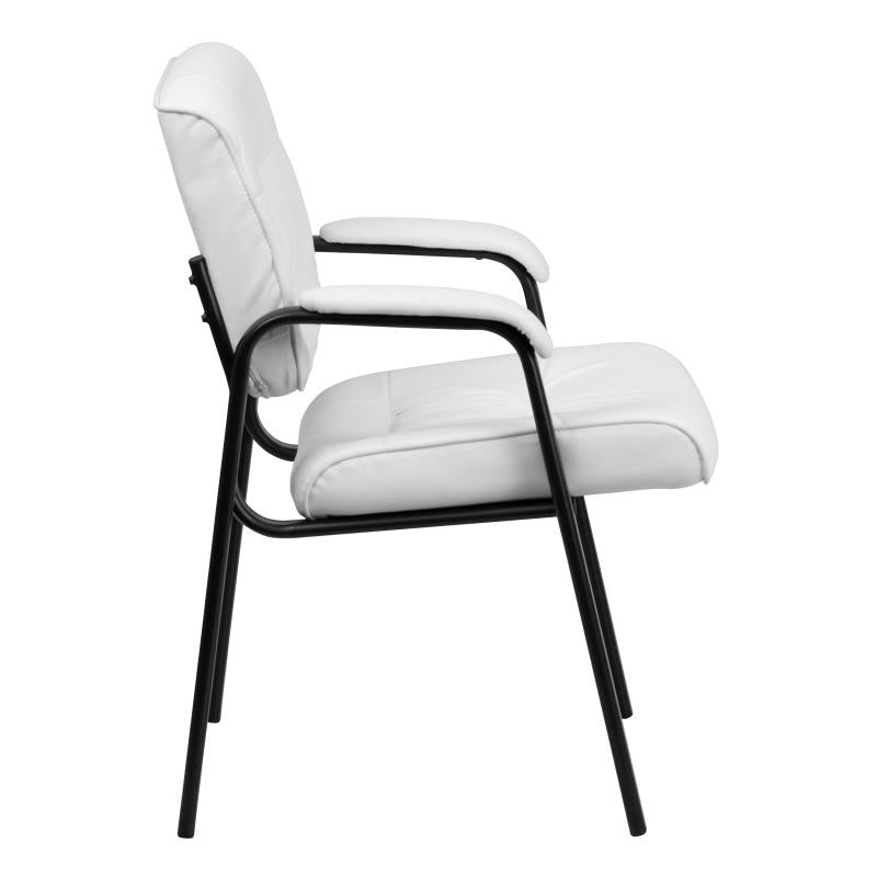 Premium FLASH Haeger Leather Executive Office Chair - Black Metal Frame Reception Seating for Professional Workspaces & Conference Rooms