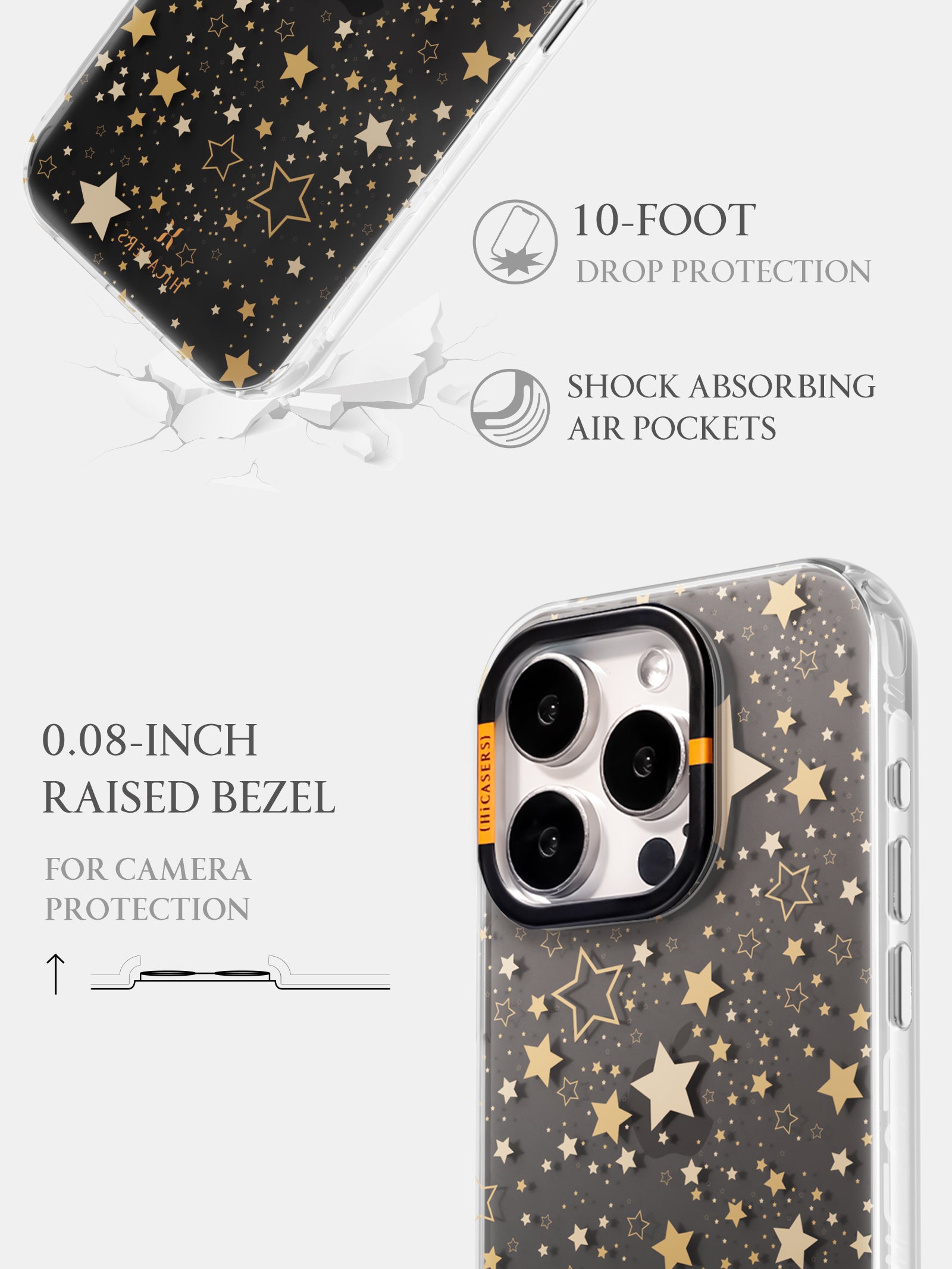 Shining Star Mirror Case for iPhone - Elegant Black Phone Cover with Mirror for Women | Perfect for Makeup, Touch-Ups & Selfies