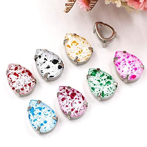 DS-169531 Teardrop Shape Eggshell Series Glass Crystal Sewing Silver Claw Frame Pointback Rhinestones for Clothing - Red, 13x18mm, 24pcs - Perfect for DIY Fashion, Costume Design, and Embellishing Dresses, Jackets, and Accessories