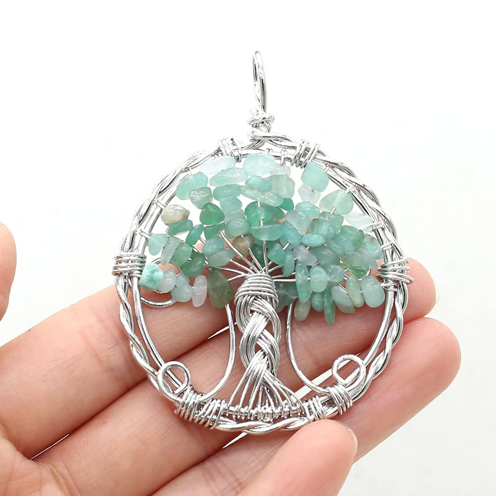 Healing Crystal Pendants - Natural Tree of Life Quartz Gemstone Charms for Jewelry Making, Positive Energy & Good Fortune | Spiritual Gift, Meditation Accessory, Yoga Jewelry
