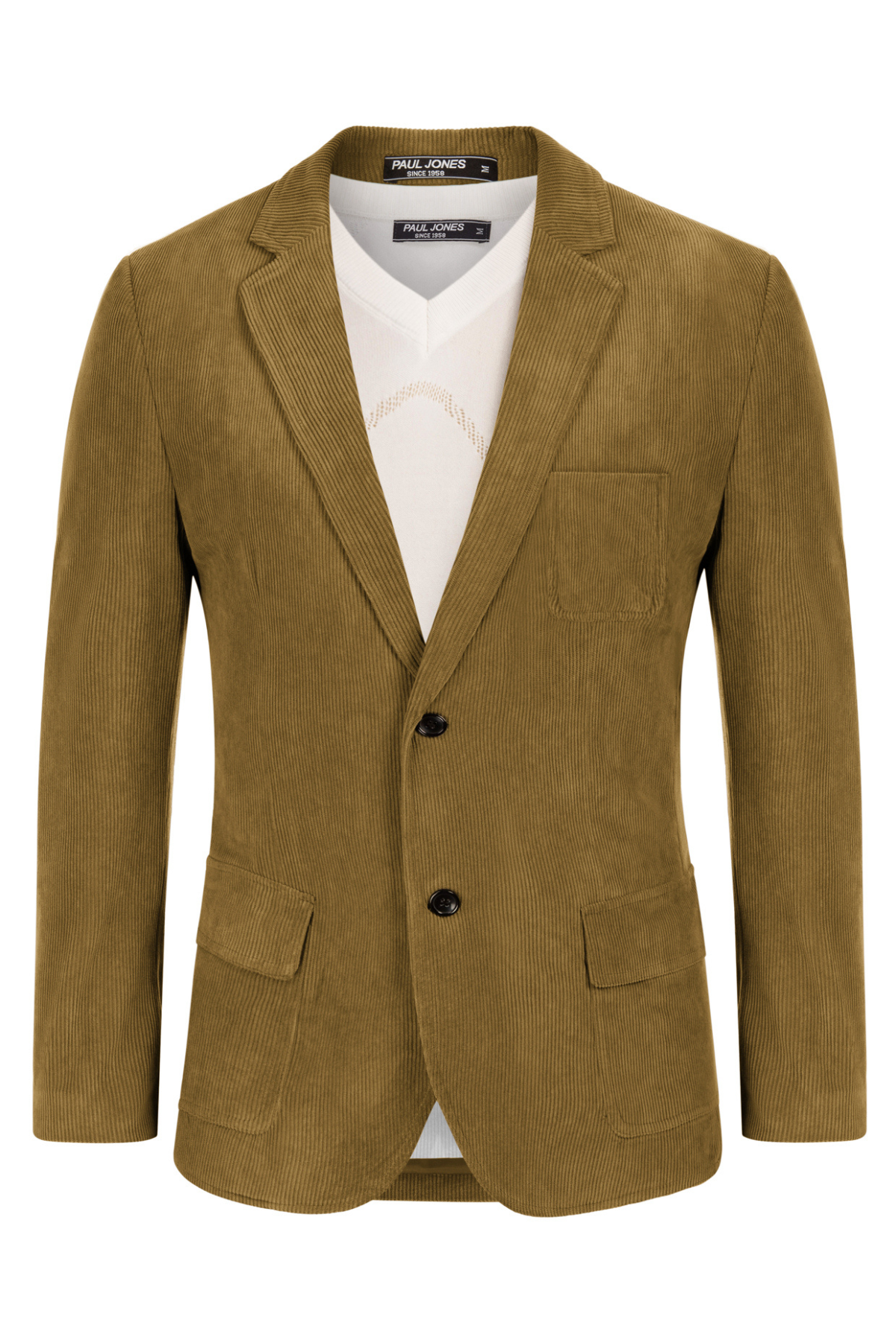 Men's Slim Fit Corduroy Blazer Jacket - Casual Two Button Sport Coat for Office, Wedding & Business Events