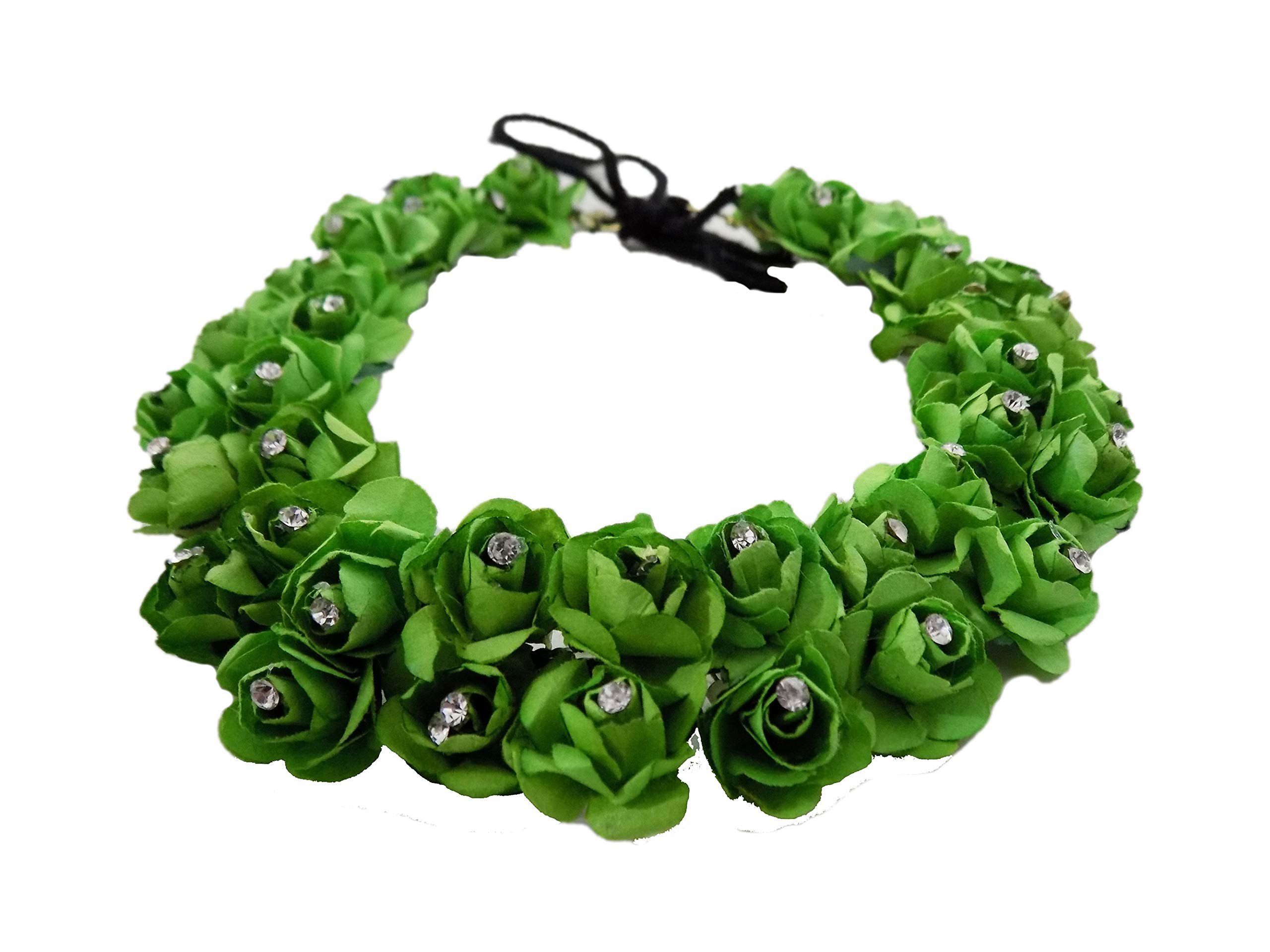 Confidence Gajra Hair Flowers for Women - Green Floral Hair Accessories for Weddings, Parties & Festivals