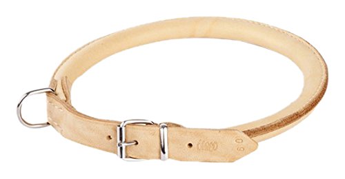 Dingo Soft Leather Dog Collar - Round Shape, Natural Brown, Adjustable & Durable for Small to Medium Dogs - Perfect for Walks, Training & Everyday Use