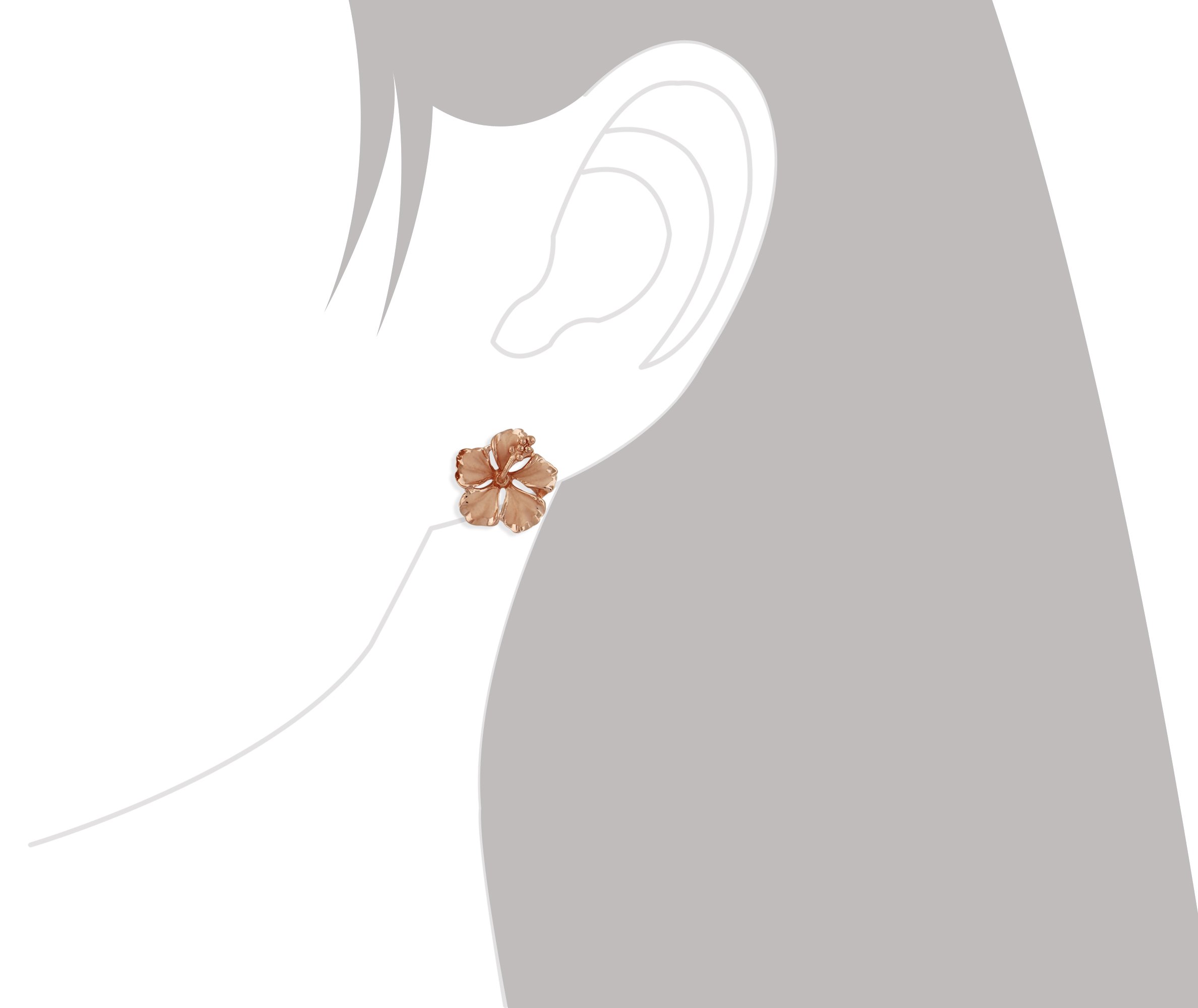 Sterling Silver 1/2 Inch Hibiscus Flower Stud Earrings for Women - Hawaiian Tropical Floral Jewelry Gift for Her - Perfect for Beach Vacations, Summer Outfits & Boho Style
