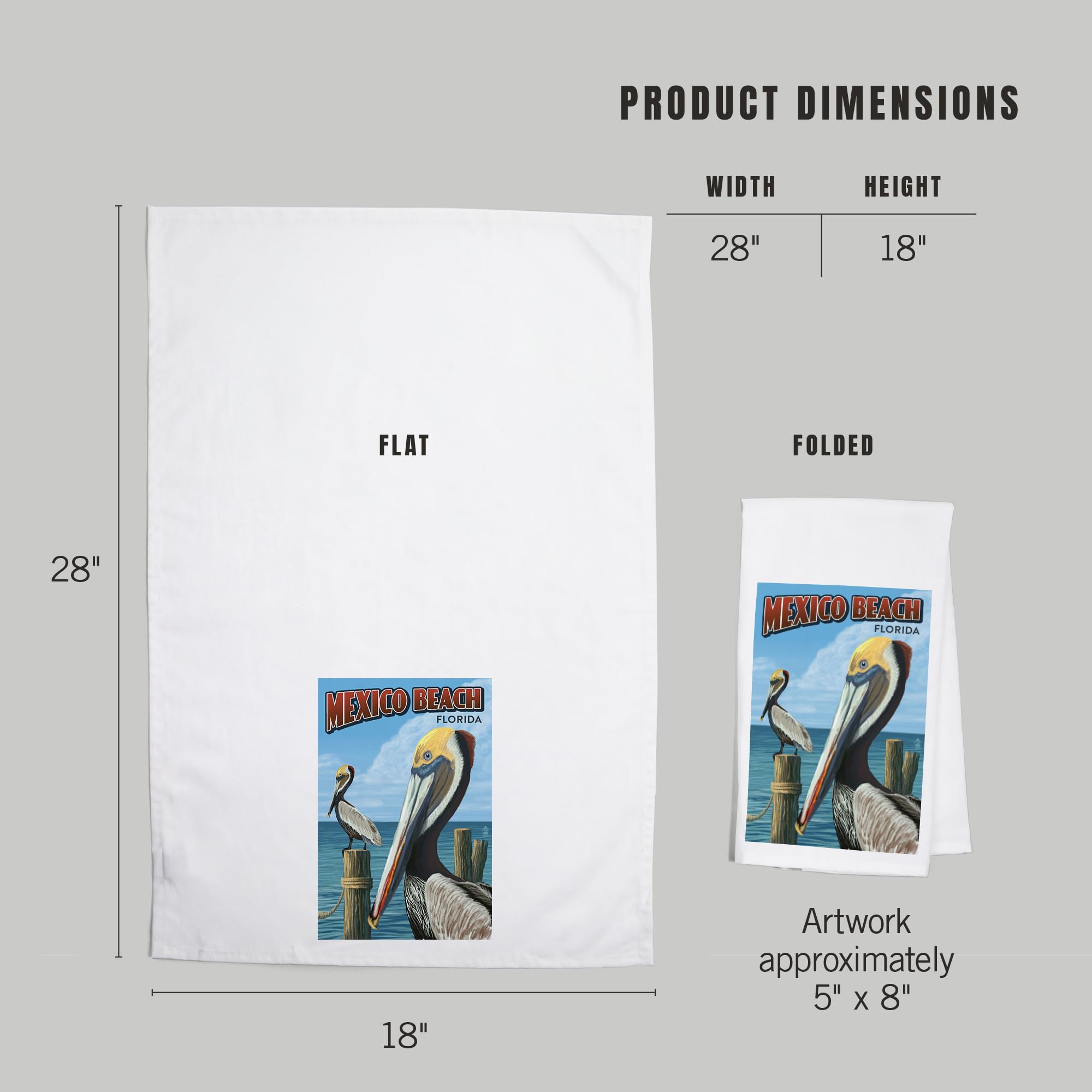 Lantern Press Mexico Beach Florida Brown Pelicans 100% Cotton Tea Towel - Decorative Hand Towel for Kitchen, Home Decor & Coastal Themed Gifts - Perfect for Dish Drying, Wall Art & Beach House Accents