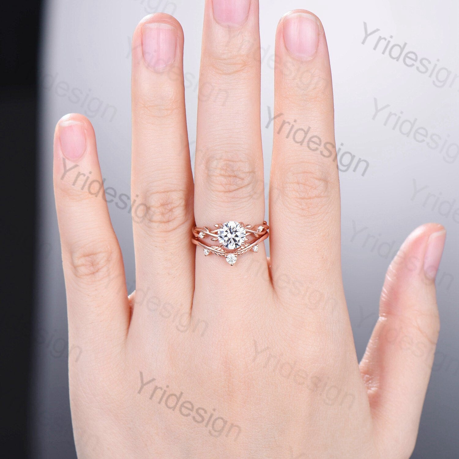 IGI Certified Lab Grown Diamond Engagement Ring Set - Nature Inspired Branch & Leaf Design Wedding Band for Women | Unique Bridal Jewelry for Proposals, Anniversaries & Special Occasions