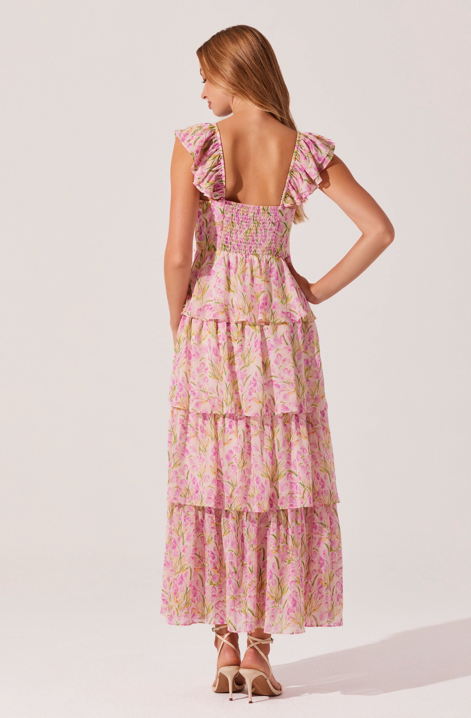 Elegant Midsummer Floral Tiered Maxi Dress for Women - Boho Summer Beach Dress for Vacations, Parties & Outdoor Events