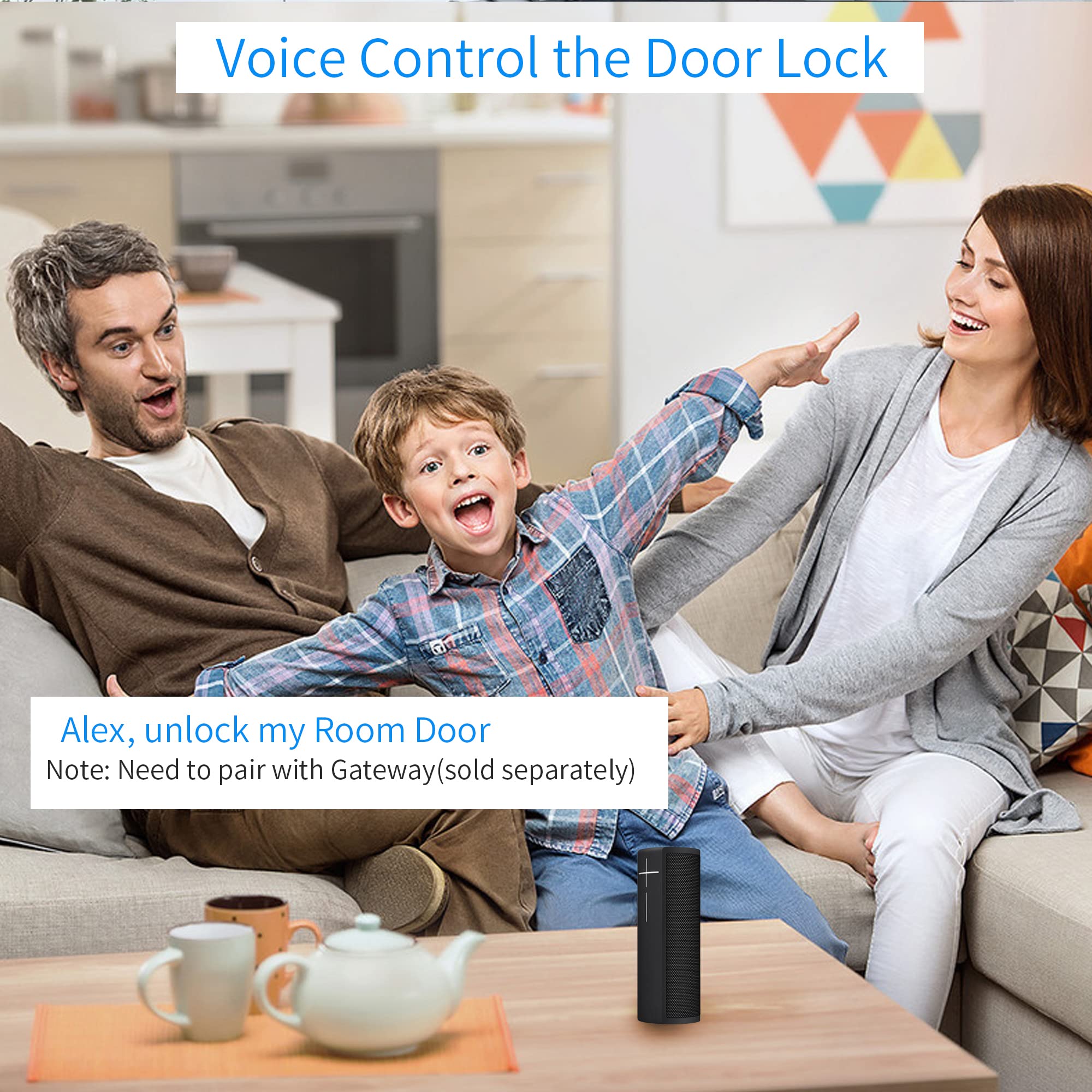 Harfo 5-in-1 Smart Fingerprint Door Lock - Heavy Duty Keyless Entry with Touchscreen Keypad, Reversible Handle & Digital Keypad - Electronic Smart Lock for Home Security (Satin Nickel) - Perfect for Apartments, Offices & Vacation Homes