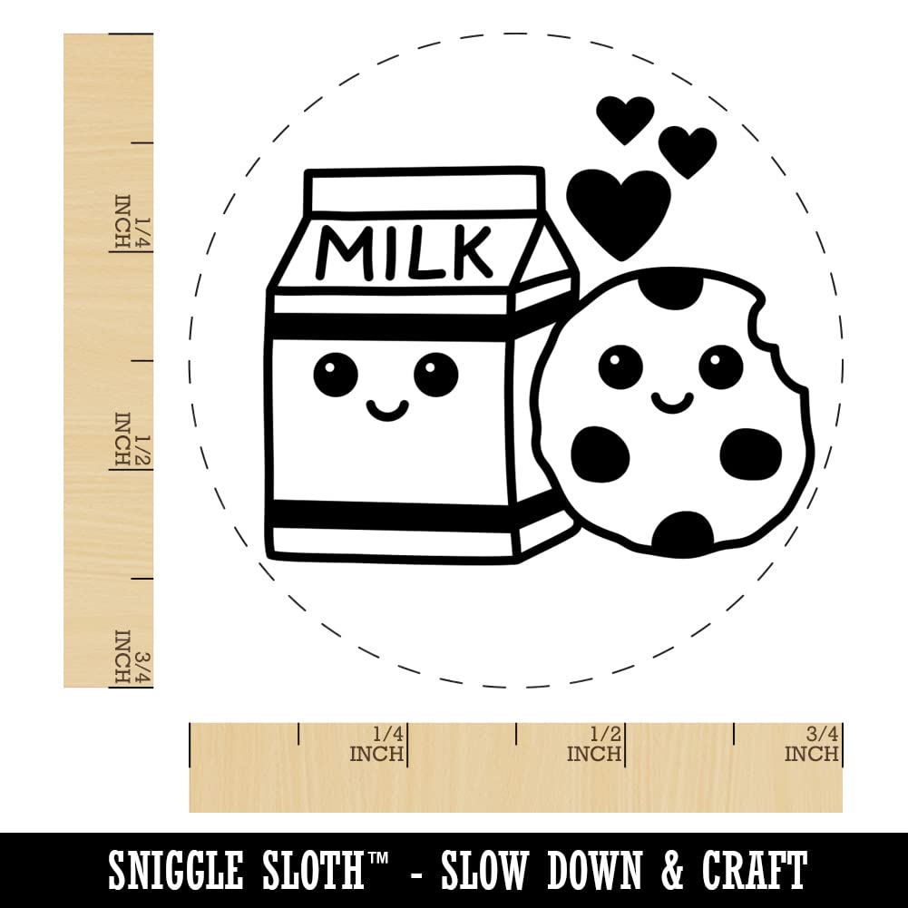 Best Friends Love Self-Inking Rubber Stamp - Cute Milk & Cookies Design - 3/4 Inch Small Stamp for Crafting, Scrapbooking & Planner Decor - Black Ink - Perfect for DIY Cards, Journals & Gift Wrapping