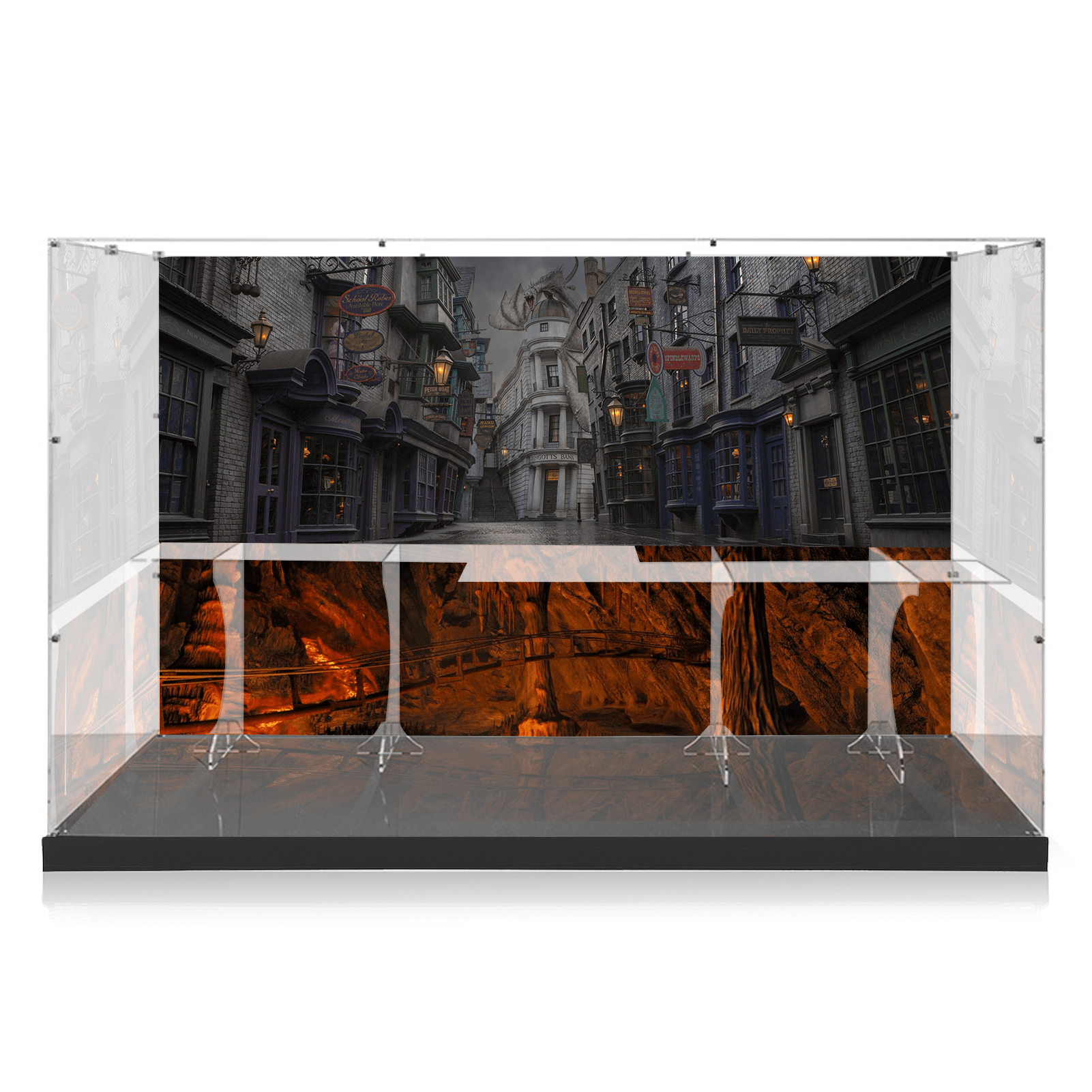 Premium LEGO® Diagon Alley 75978 & Gringotts™ Wizarding Bank 76417 Display Case - Clear Acrylic Protector for Harry Potter Collectible Sets - Perfect for Showcasing & Dust Protection in Home or Office Decor