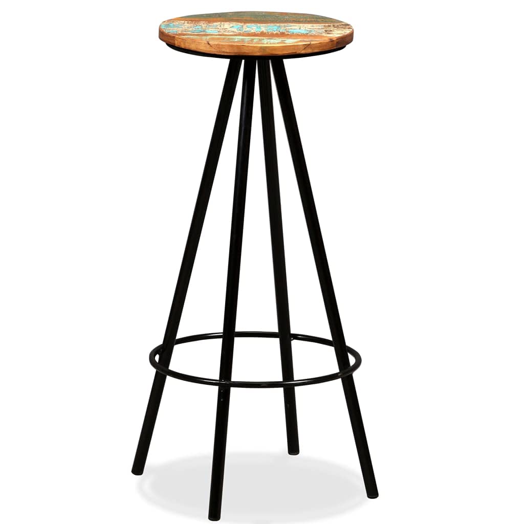 4-Piece Solid Reclaimed Wood Bar Stools Set - Rustic Industrial Style Counter Height Stools for Kitchen Island, Breakfast Nook, and Home Bar Decor