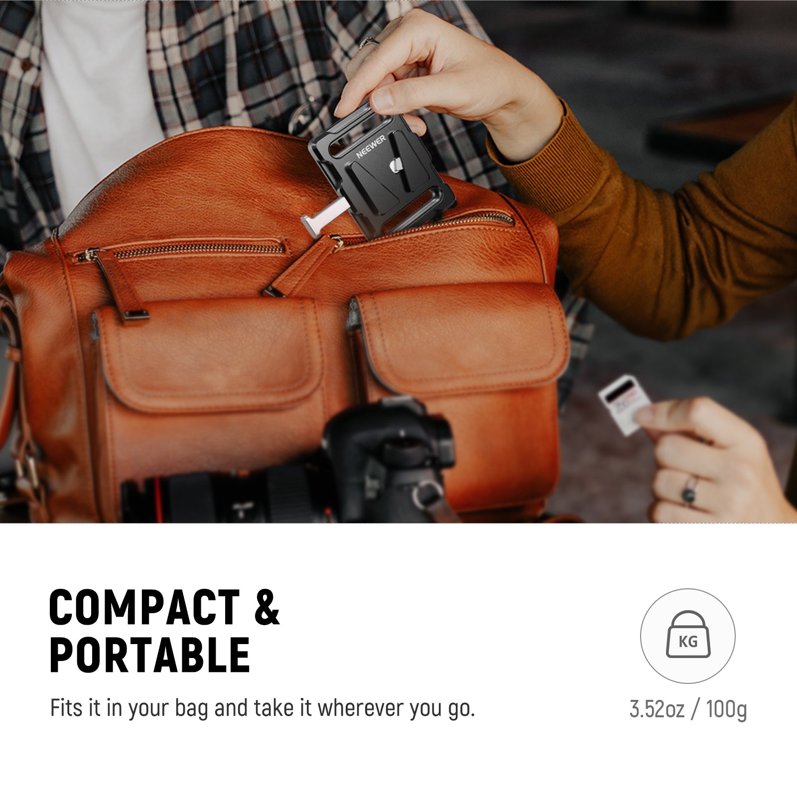 NEEWER PS005 Mini V Mount Battery Plate for Cameras - Compact Power Solution for DSLR, Mirrorless, and Video Equipment - Perfect for On-the-Go Filmmaking & Photography