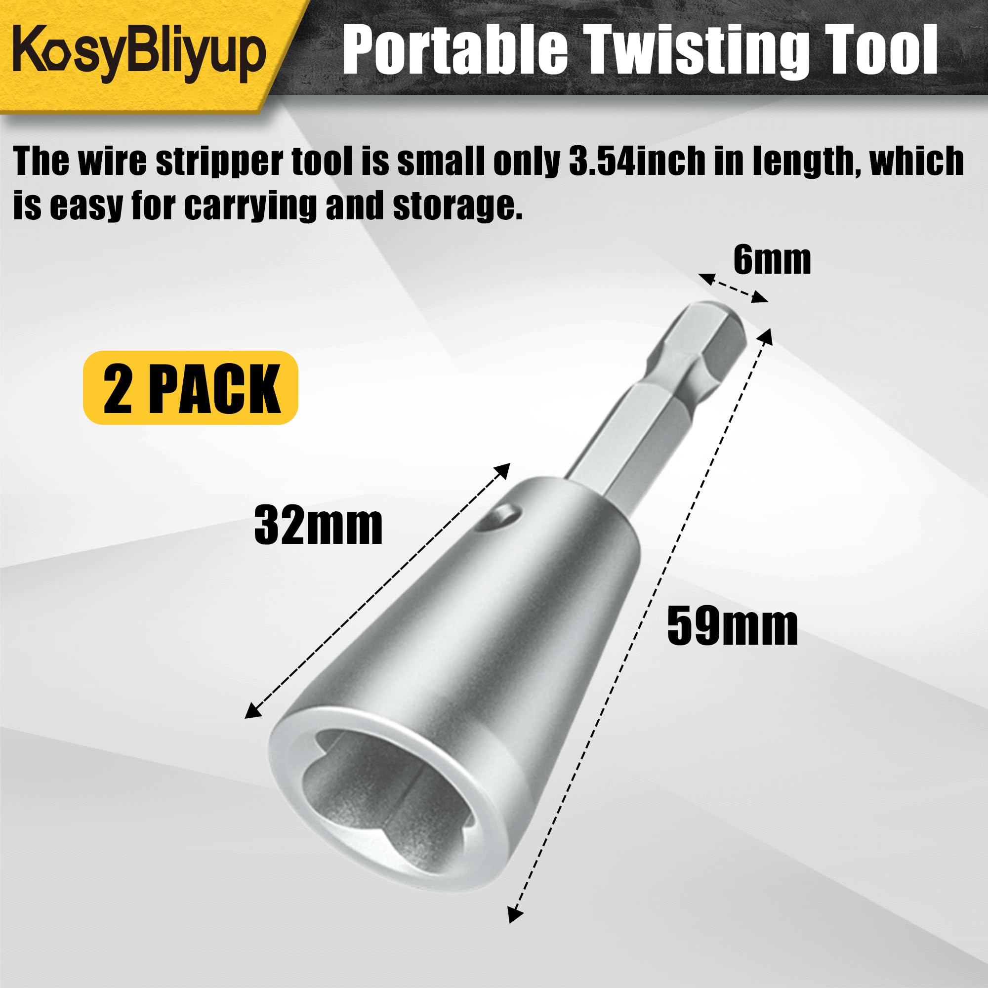 2Pcs Professional Wire Twister Tool for Drill - 2024 Upgraded 6MM Hex Shank Cable Wire Nut Twister for Electricians | Perfect for Wire Repair, Site Renovation & Home Improvement Projects | Ideal for Electrical Work, DIY Projects & Professional Installations
