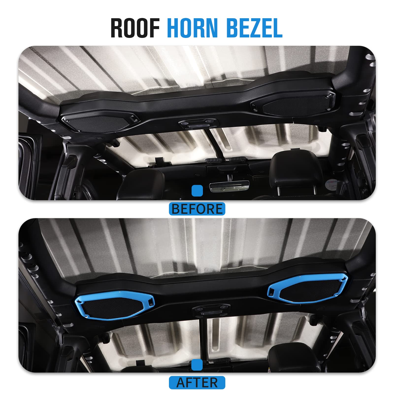 2018-2023 Jeep Wrangler JL JLU Gladiator JT Car Roof Speaker Frame Trim Cover - Light Blue Interior Accessories for Off-Road & Outdoor Adventures
