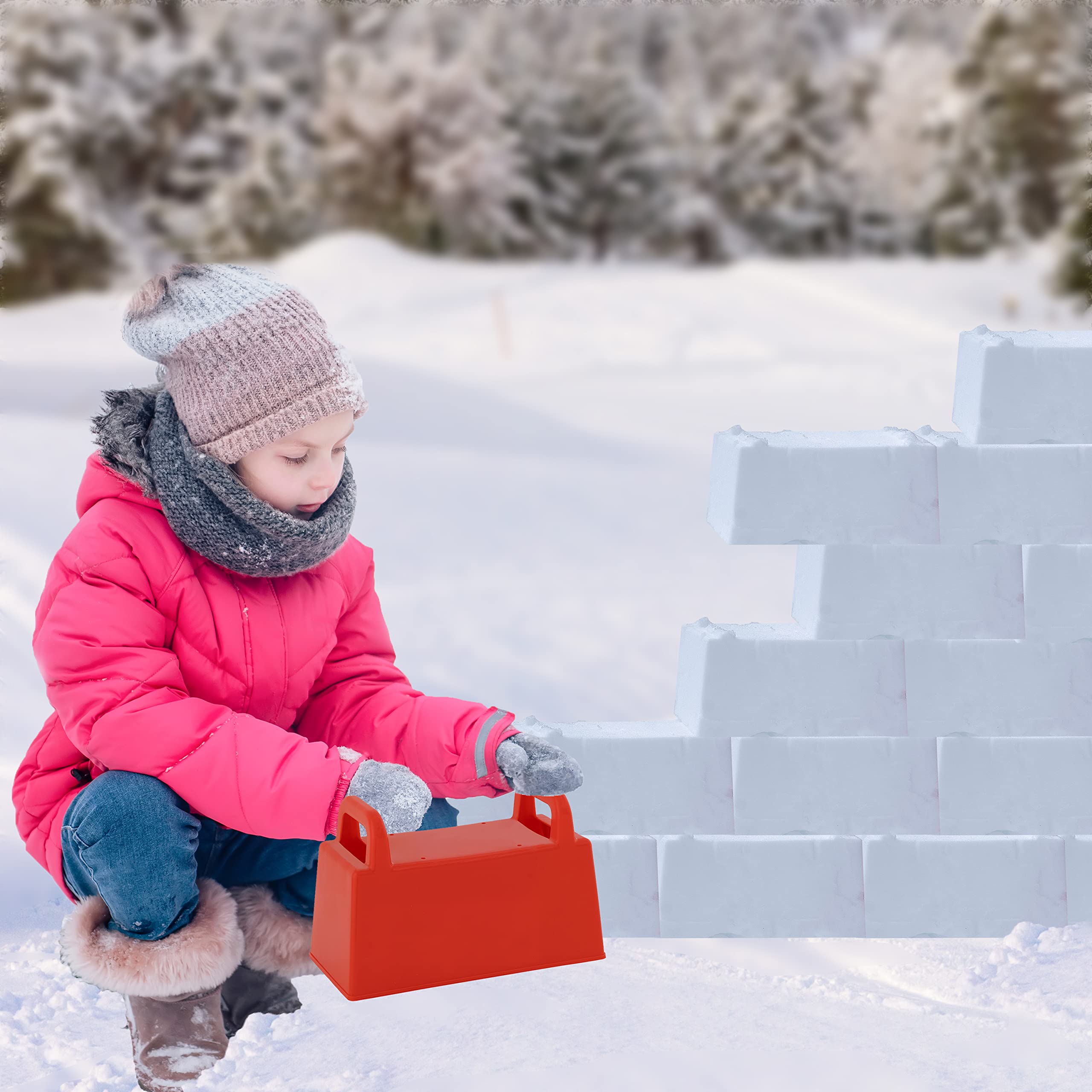 Premium Snow Brick Maker Kit - Build Igloos, Forts & Snow Castles - Durable Outdoor Winter & Sand Toys for Kids & Adults - Perfect for Snow Play, Beach & Sandbox Activities (Red/Blue)