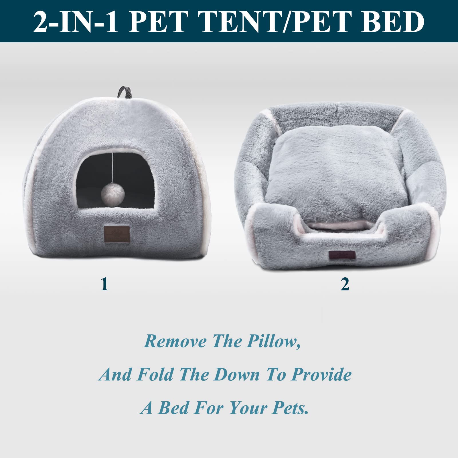 Cozy Cat Cave Bed for Indoor Cats - Soft Self-Warming Cat House with Removable Washable Cushion | Perfect Kitten Bed for Small & Medium Pets | Ideal for Winter Napping & Stress Relief