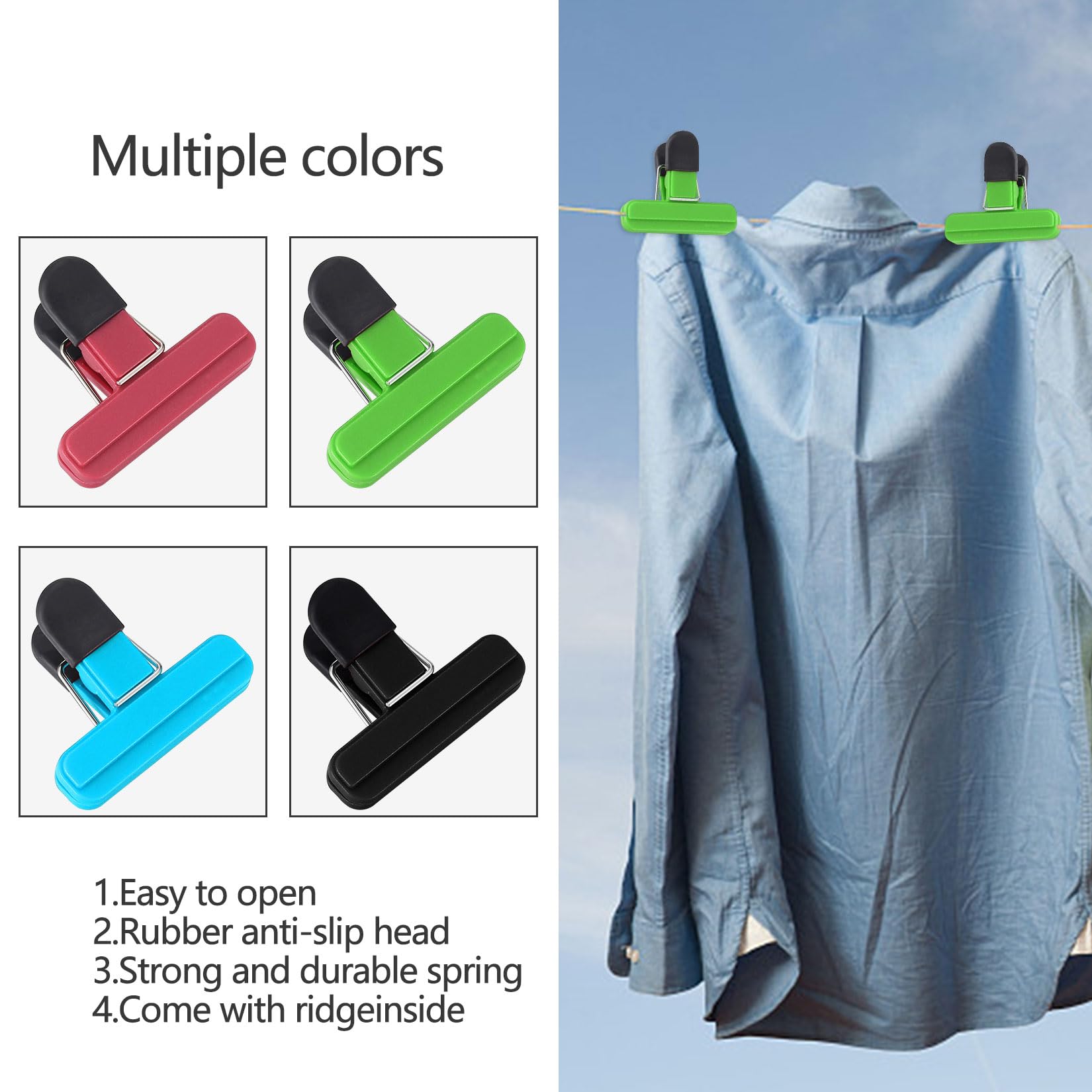 12-Pack Reusable Plastic Food Storage Clips - Airtight Bag Clips for Snacks, Coffee, Vegetables & More | Perfect for Kitchen, Pantry & Travel Organization