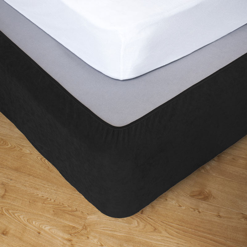 Ebony Stretch Valance for King Size Bed - Elegant Bed Skirt with Adjustable Fit, Perfect for Master Bedroom Decor