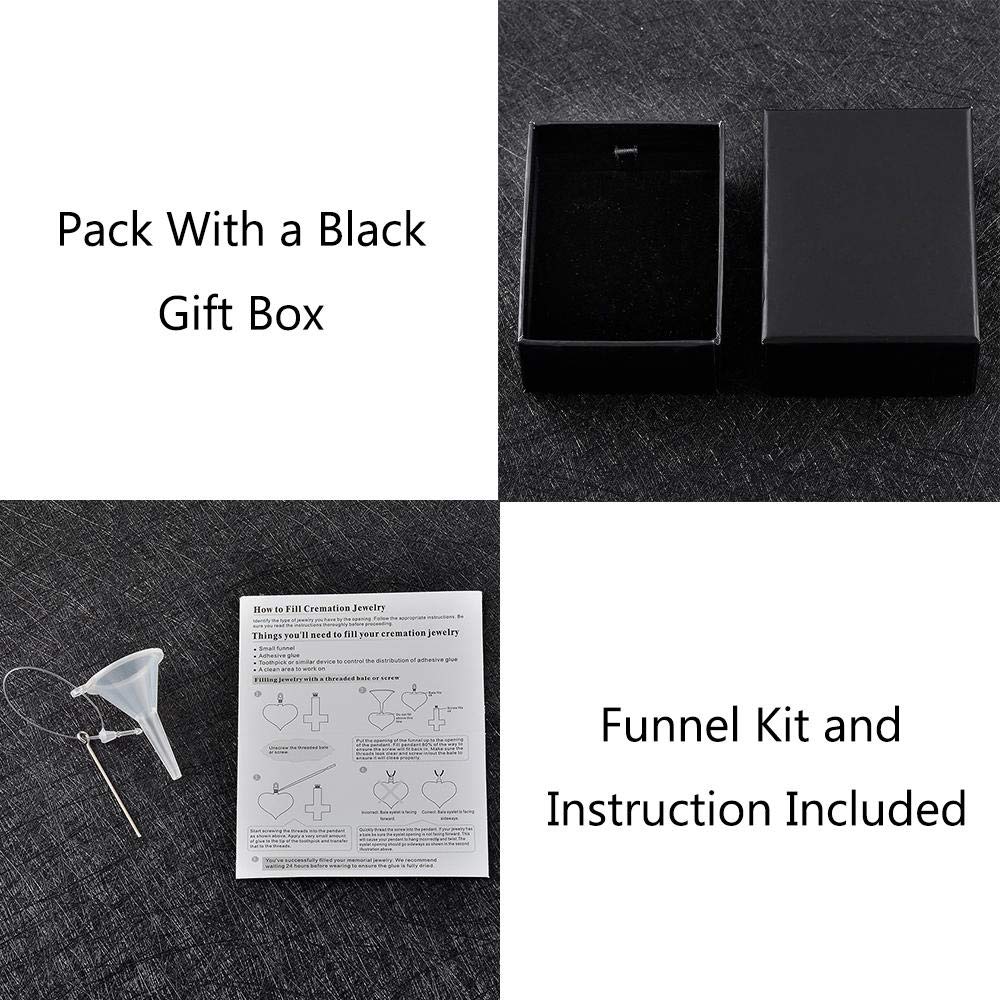Stainless Steel Cremation Jewelry - Keepsake Ashes Necklace with Cross Pendant, Memorial Urn Locket for Loved Ones (Black, 10 Pack) - Perfect for Funeral, Memorial Service & Keeping Memories Close