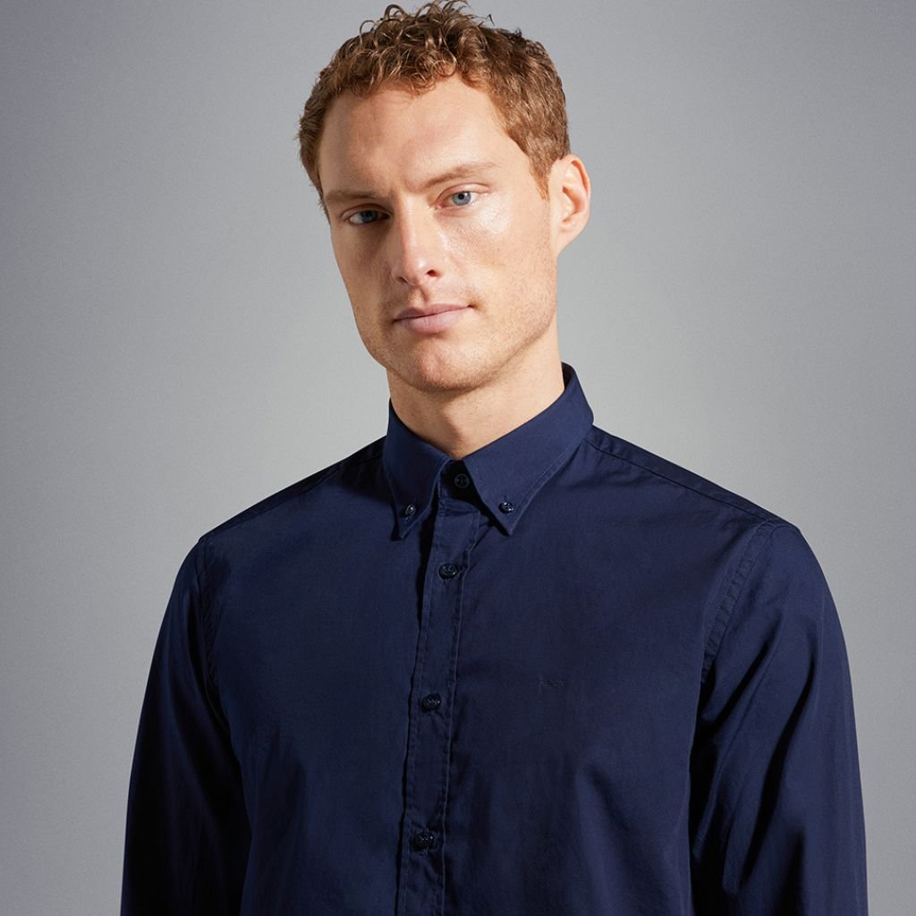 PAUL & SHARK Men's Premium Cotton Poplin Dress Shirt in Navy Blue - Perfect for Business Casual & Office Wear
