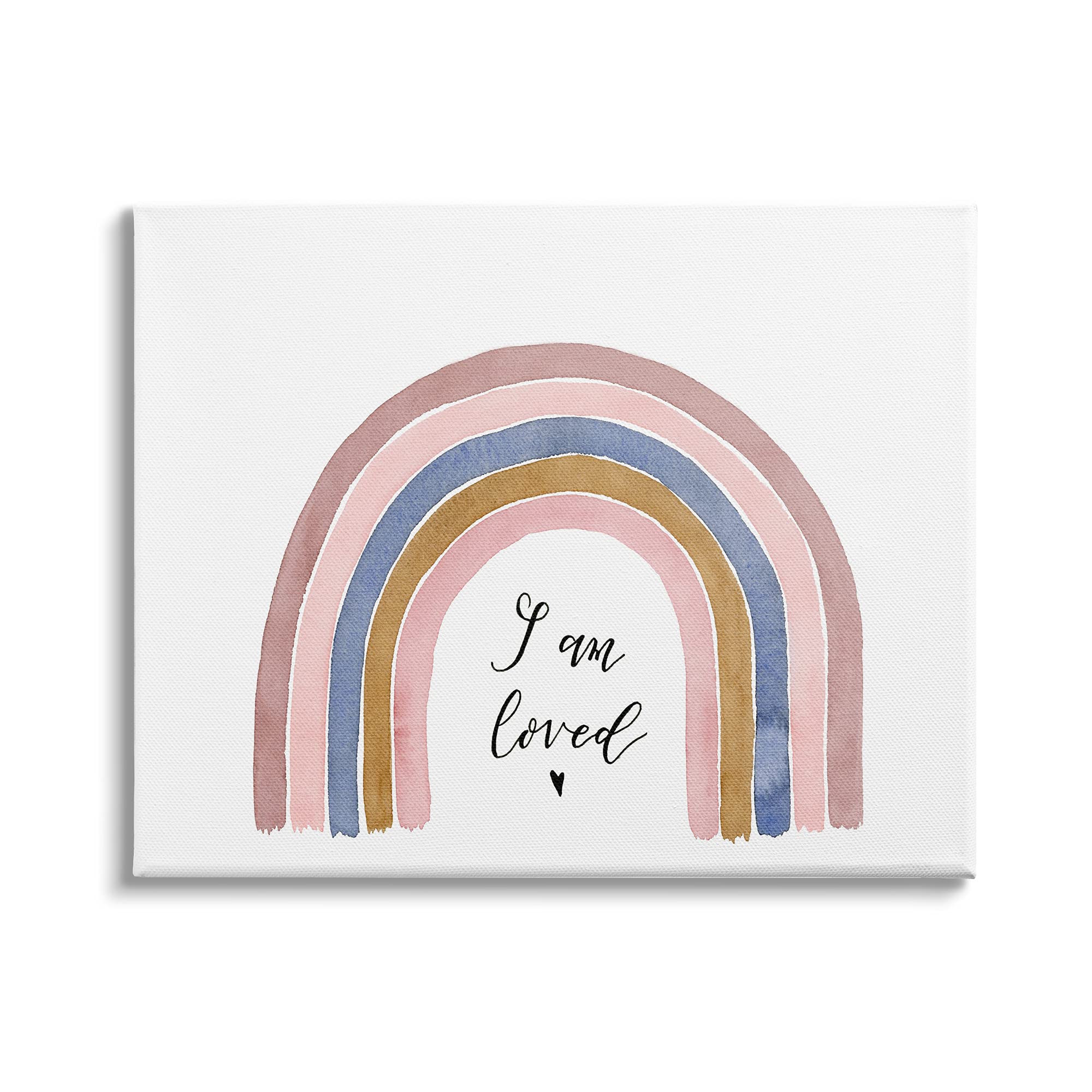 Stupell Industries 'I Am Loved' Inspirational Rainbow Canvas Wall Art for Kids - 30x24 Inches, White - Perfect for Nursery, Bedroom & Playroom Decor