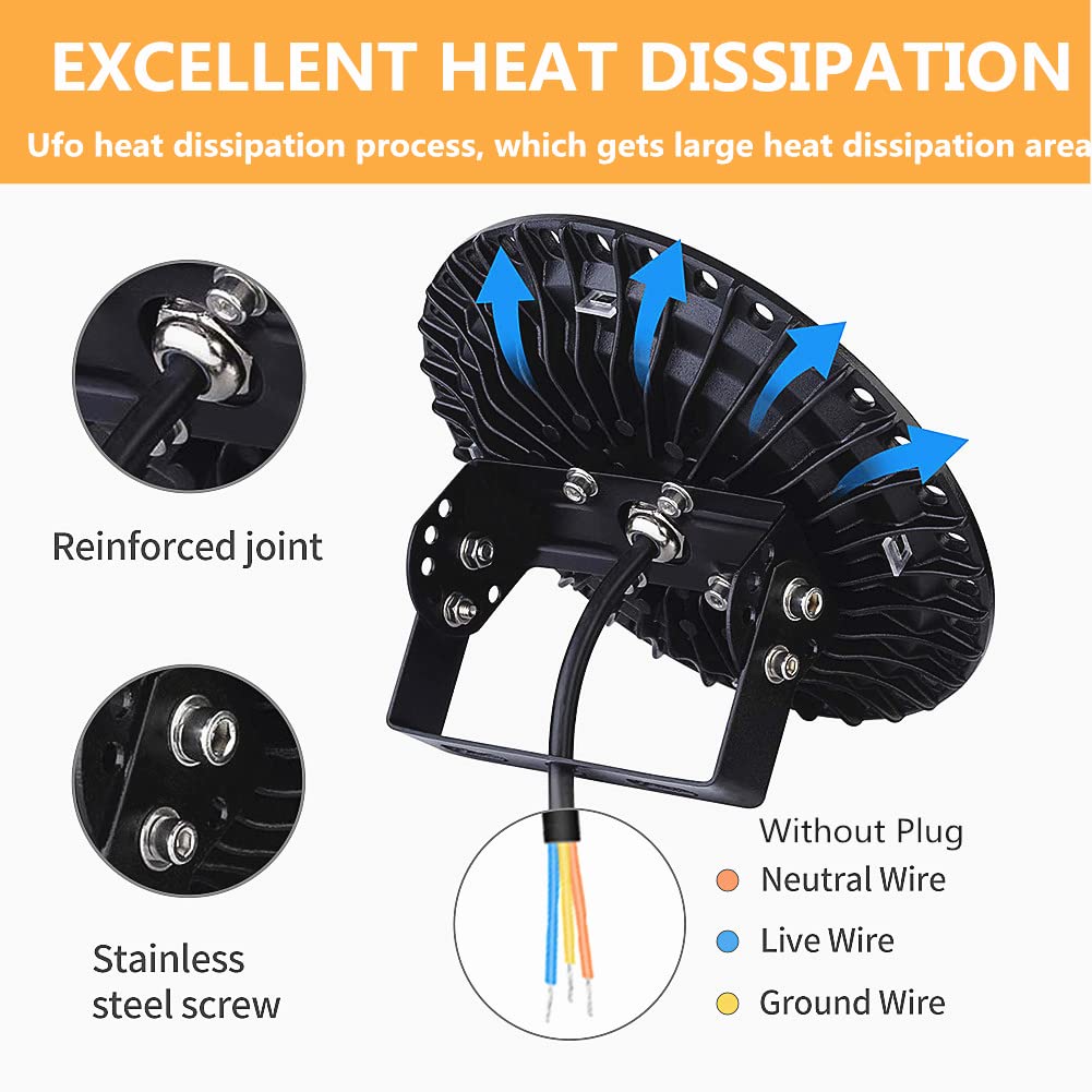 CHUNNUAN UFO LED High Bay Light 50W 5000LM 6500K Daylight - Super Bright Waterproof Industrial Lighting for Factory, Warehouse, Workshop - Energy Efficient & Durable LED Shop Light for Commercial & Industrial Use