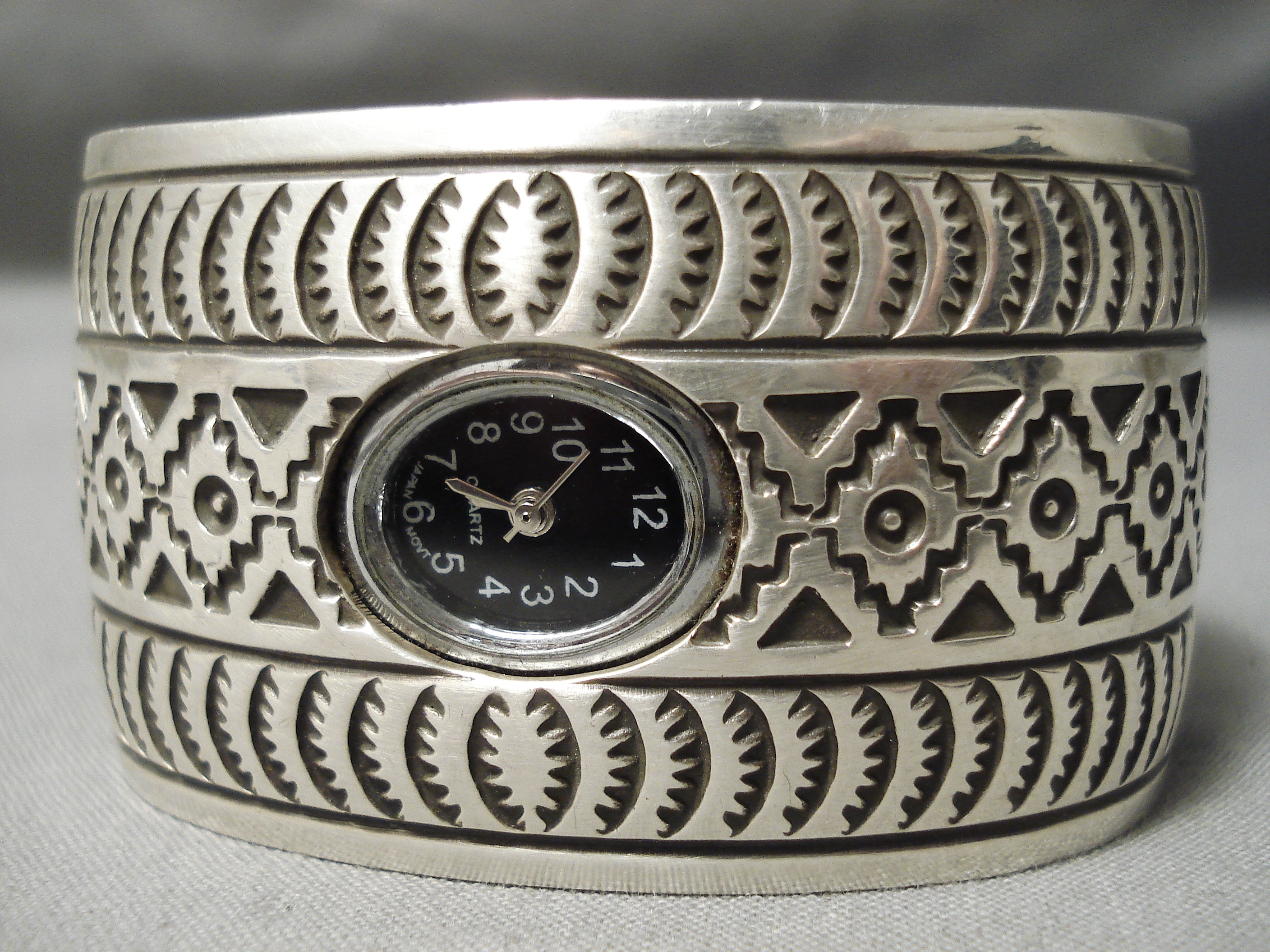 10x Intricate Vintage Native American Navajo Sterling Silver Wide Watch Bracelet - Authentic Handcrafted Jewelry for Women, Perfect for Boho Fashion, Special Occasions & Gift Giving