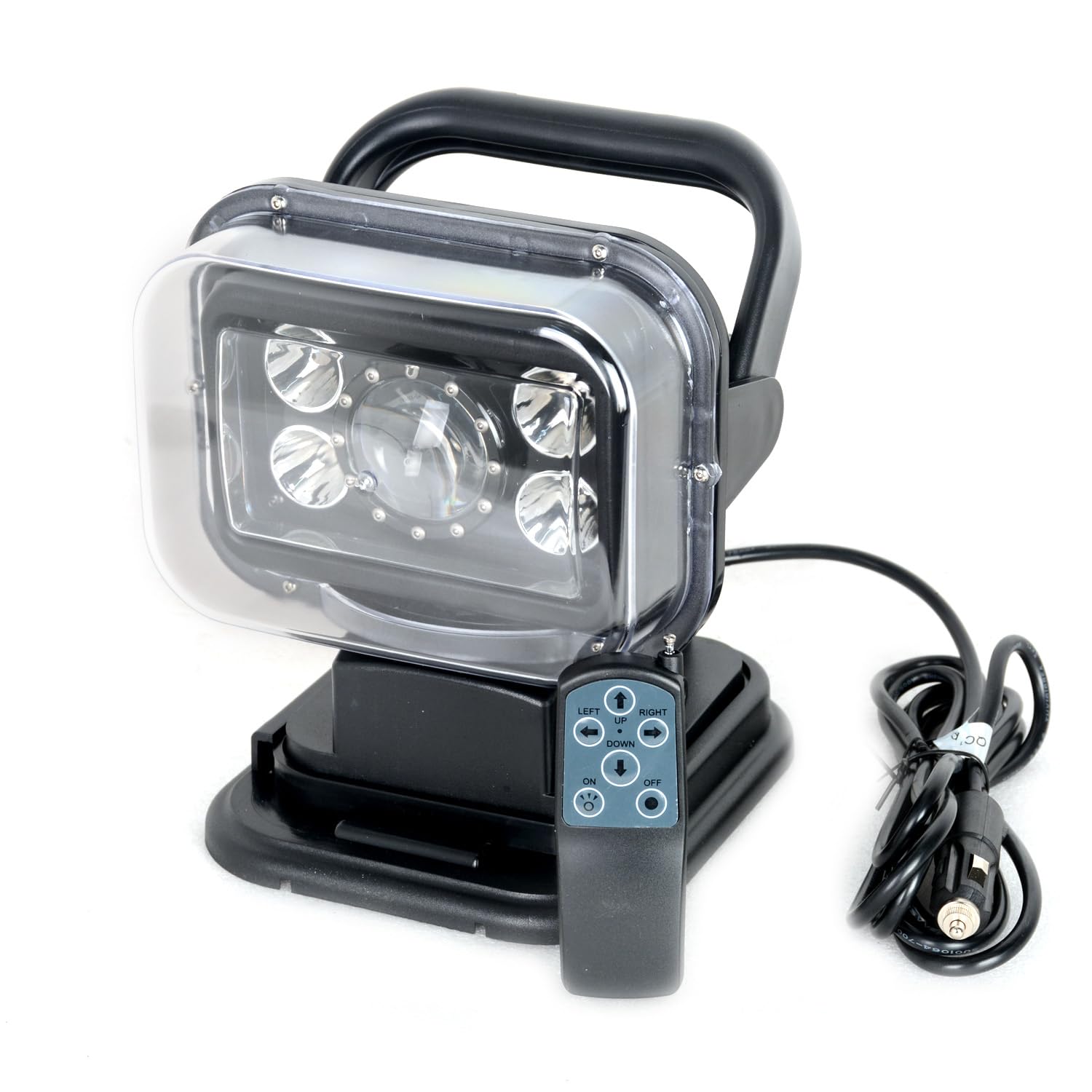 70W 7-Inch LED Search Light with Laser, 360° Rotation & Remote Control - 9-32V Waterproof Spot Work Light for Offroad, Hunting, SUV, ATV, 4WD Trucks & Boats - Perfect for Foggy Conditions, Night Driving & Emergency Lighting