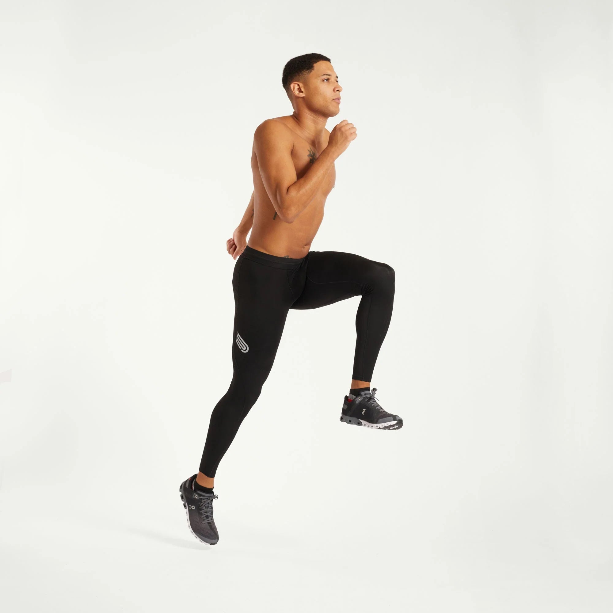 Pressio Men's EQ Run Tight - Black | Performance Running Tights for Men | Gym, Jogging & Workout Activewear