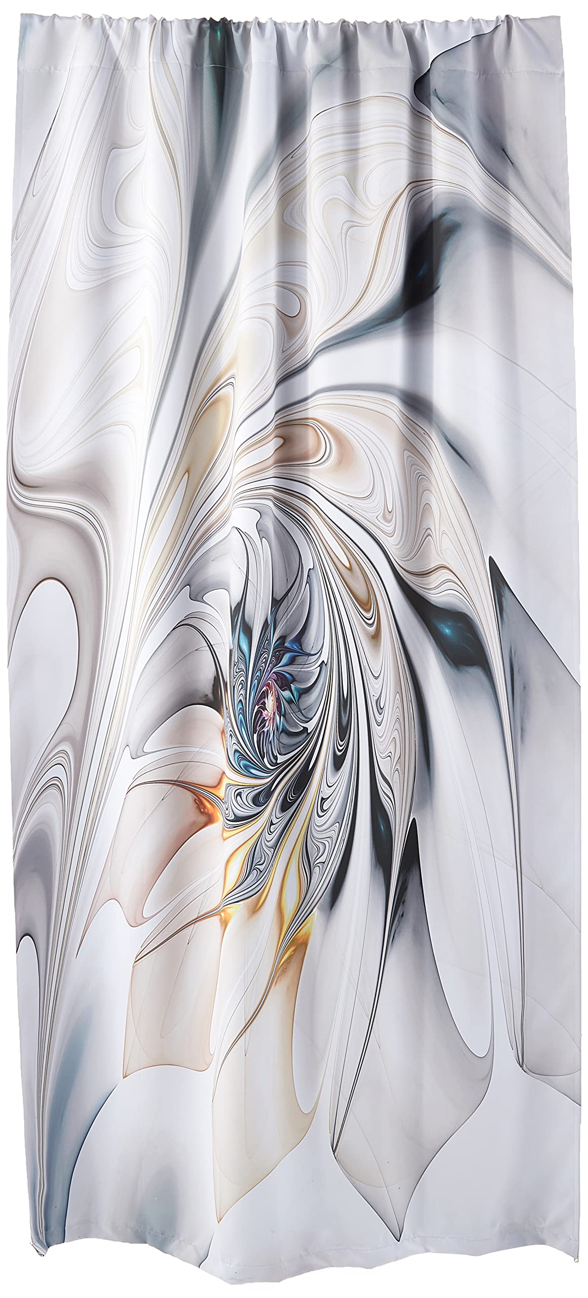 DesignQ Blackout Curtains - White Stained Glass Floral Pattern Thermal Insulated Drapes for Bedroom & Living Room (52x90, Single Panel) - Perfect for Light Blocking, Privacy & Temperature Control