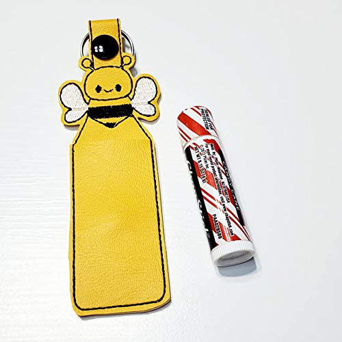 Bee Hand Sanitizer Holder Keychain - Lip Balm Holder Key Chain - Portable Sanitizer & Lip Care Accessory for Purse, Backpack, Gym, Travel and Daily Use
