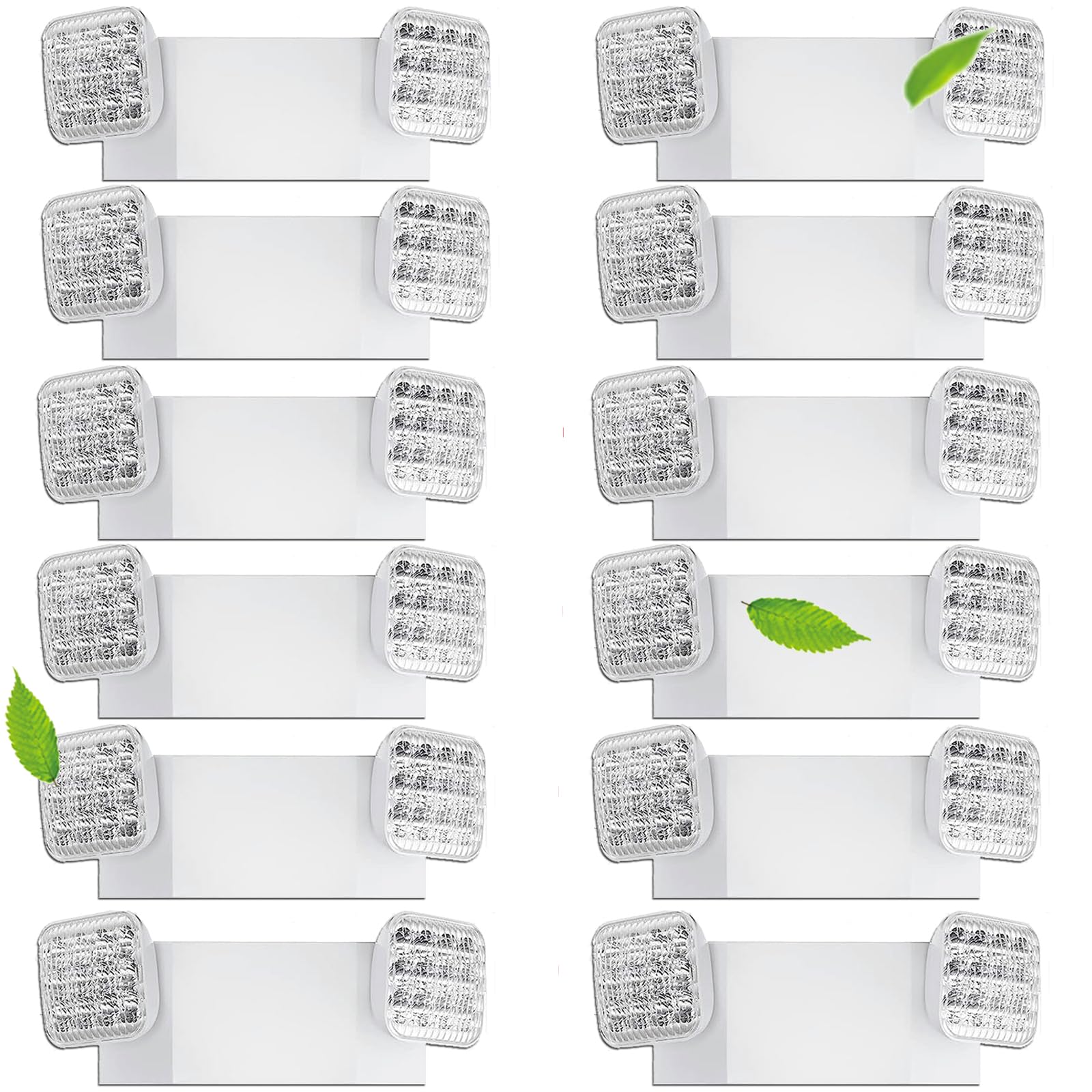 12 Pack LED Emergency Lights with Battery Backup - Dual Head Hardwired White Commercial & Home Emergency Lighting for Power Outages - Ideal for Offices, Warehouses, Schools and Emergency Exit Areas