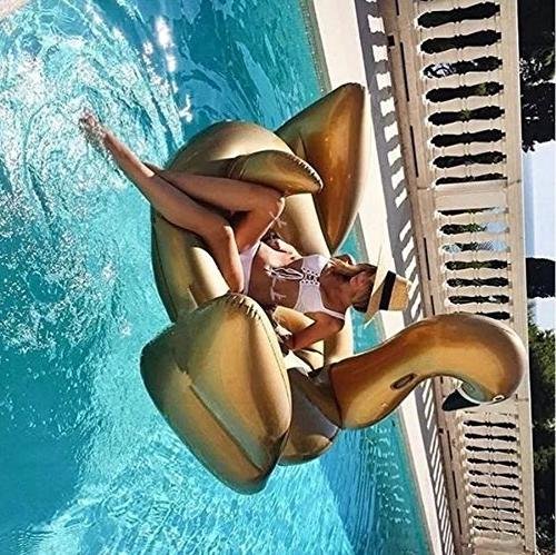 Jasonwell XXXL Giant Inflatable Golden Swan Pool Float - Quick-Fill Valves, Durable Beach & Pool Floatie for Adults Kids, Summer Party Decor, Lounge Raft for Swimming Pools, Lakes, and Backyard Gatherings