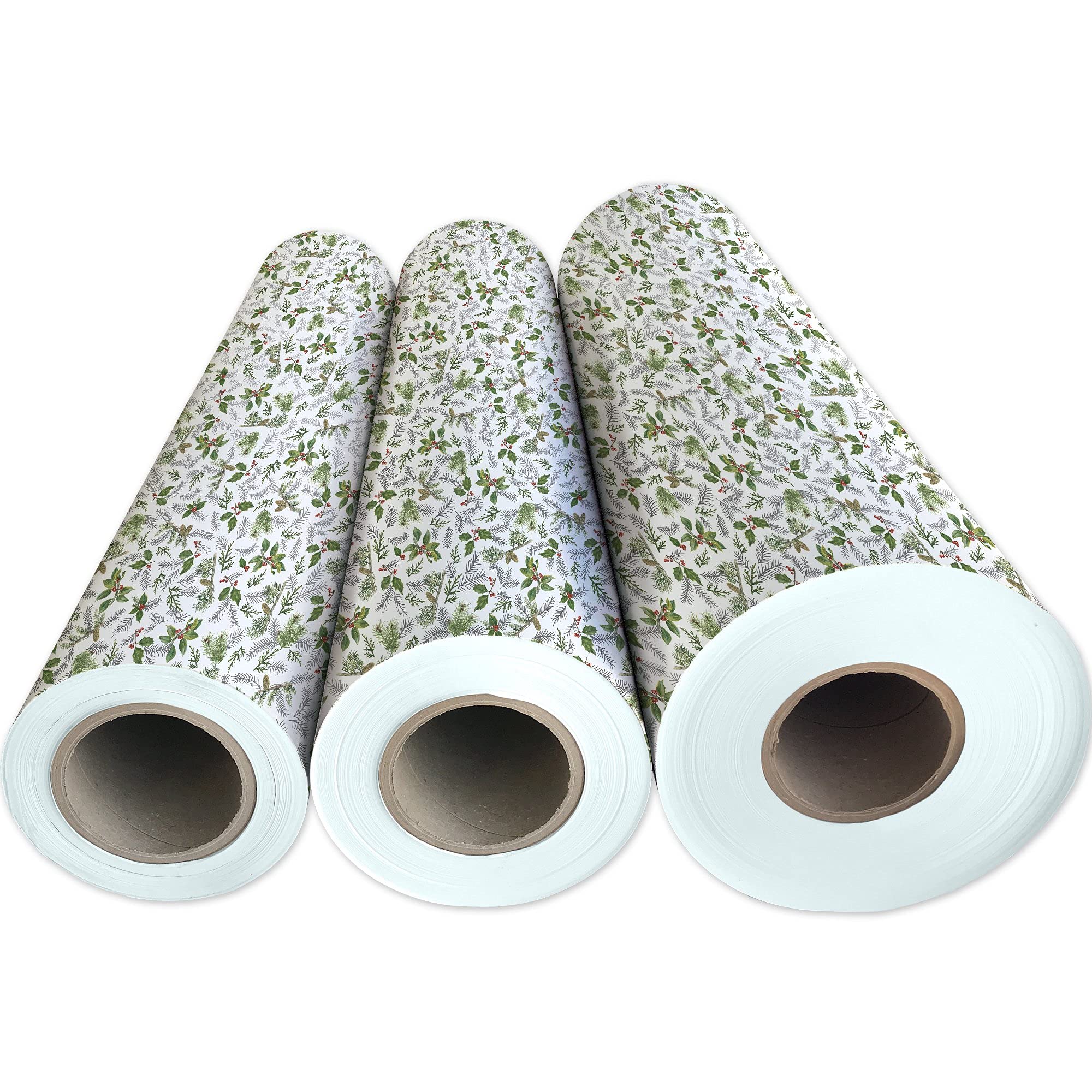 Jillson Roberts Bulk Wrapping Paper - Glistening Pine Holiday Gift Wrap, 417 Feet x 30 Inches (1/2 Ream) - Perfect for Christmas, Birthdays & Party Gift Wrapping