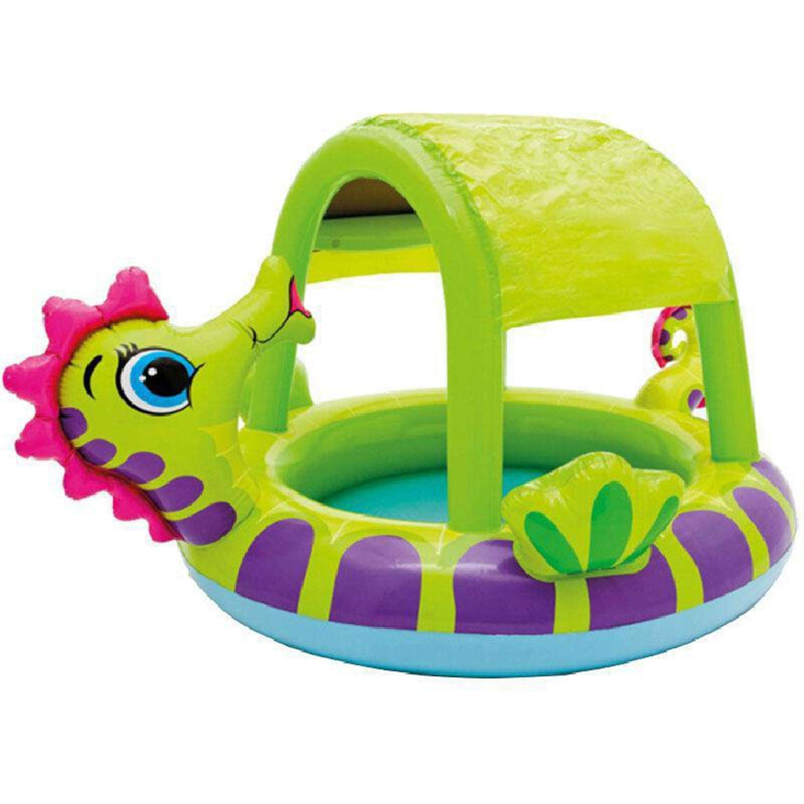 JiaLFaX Seahorse Covered Baby Inflatable Swimming Pool - UV Protected Kids Float with Shade Canopy for Toddlers & Infants | Perfect for Backyard, Beach, and Summer Water Play