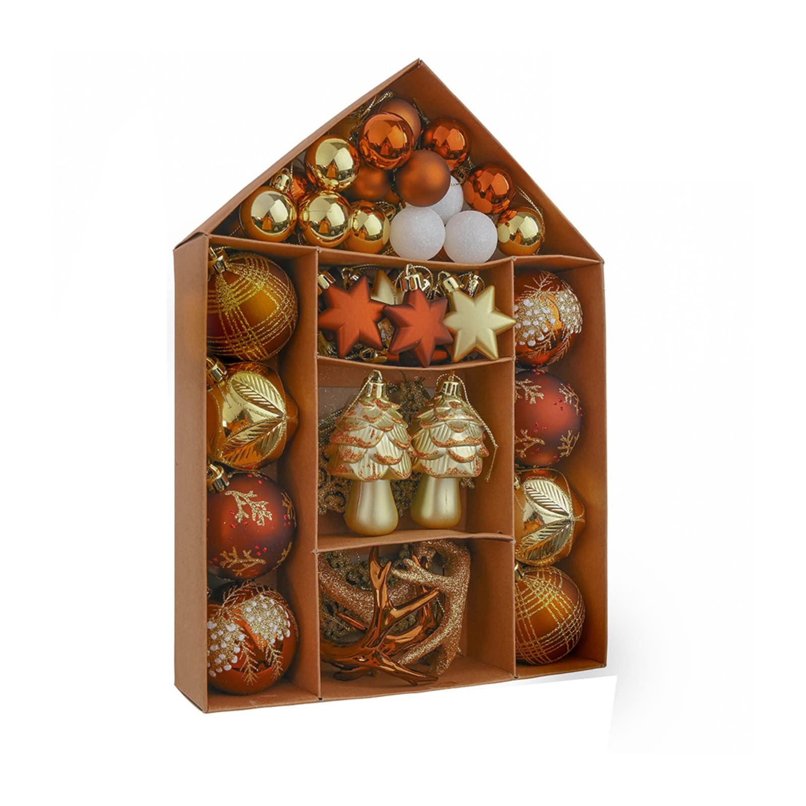 70-Piece Bronze Christmas Ornament Set - Shatterproof Hanging Balls & Bauble Pendants for Xmas Tree Decorations, Holiday Home Decor, Party & Gift Wrapping Accents