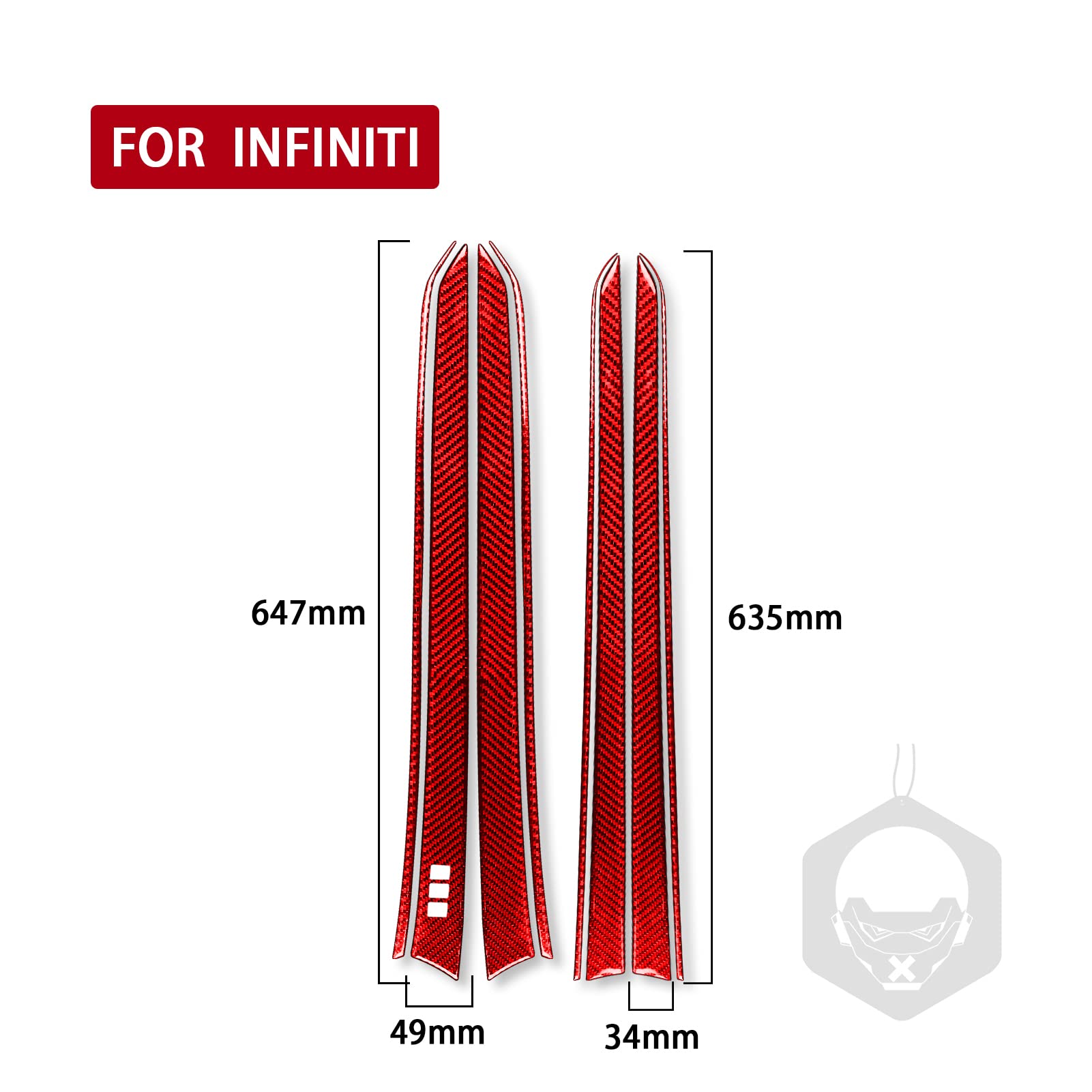 8pcs Carbon Fiber Car Door Trim Stickers for G37/Q60 2010-2015 - Red Interior Accessories for Car Customization