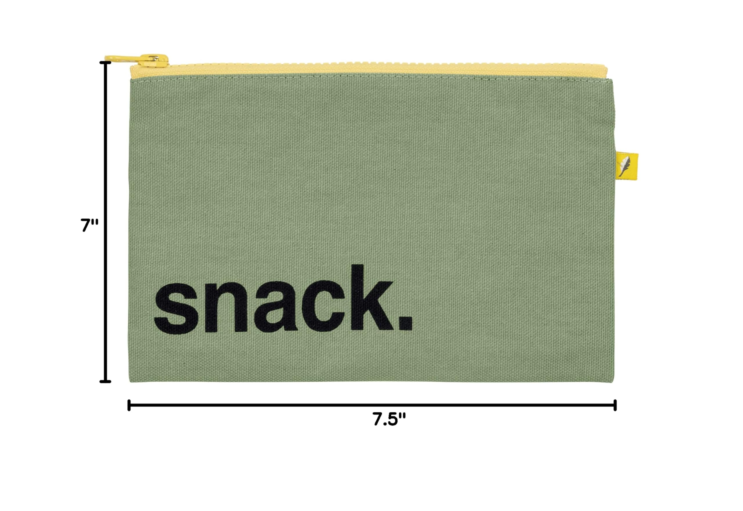 Fluf Zip Snack Bag - Reusable Food Storage Bags for Snacks, Sandwiches & Lunch | Eco-Friendly Organic & Recycled Materials | BPA-Free & Food Safe | Machine Washable (Moss Green) | Perfect for School, Work, Picnics & Travel