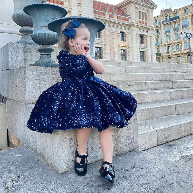 Sparkly Sequin Fluffy Toddler Birthday Party Dresses for Baby Girls - Elegant Pageant Princess Easter Dresses | Perfect for Special Occasions, Photo Shoots & Holiday Celebrations