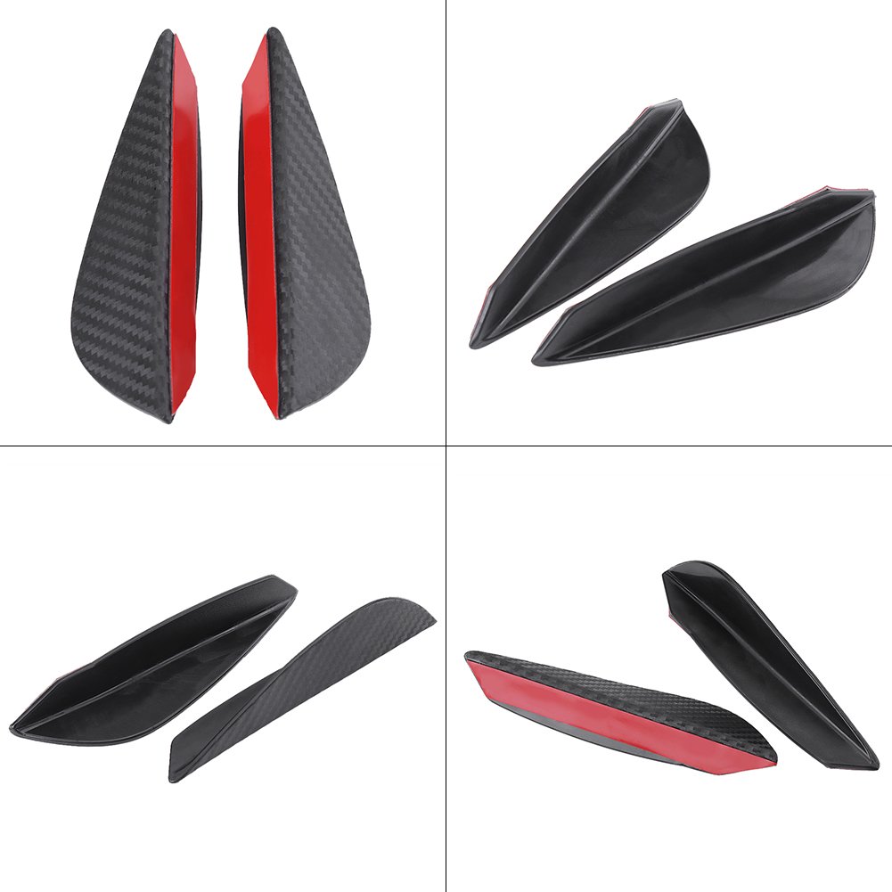 Universal ABS Carbon Fiber Front Bumper Lip Spoiler Kit - 4Pcs Car Bumper Fins & Canards Trim for Enhanced Aerodynamics - Perfect for Sports Cars, Tuner Vehicles & Performance Upgrades