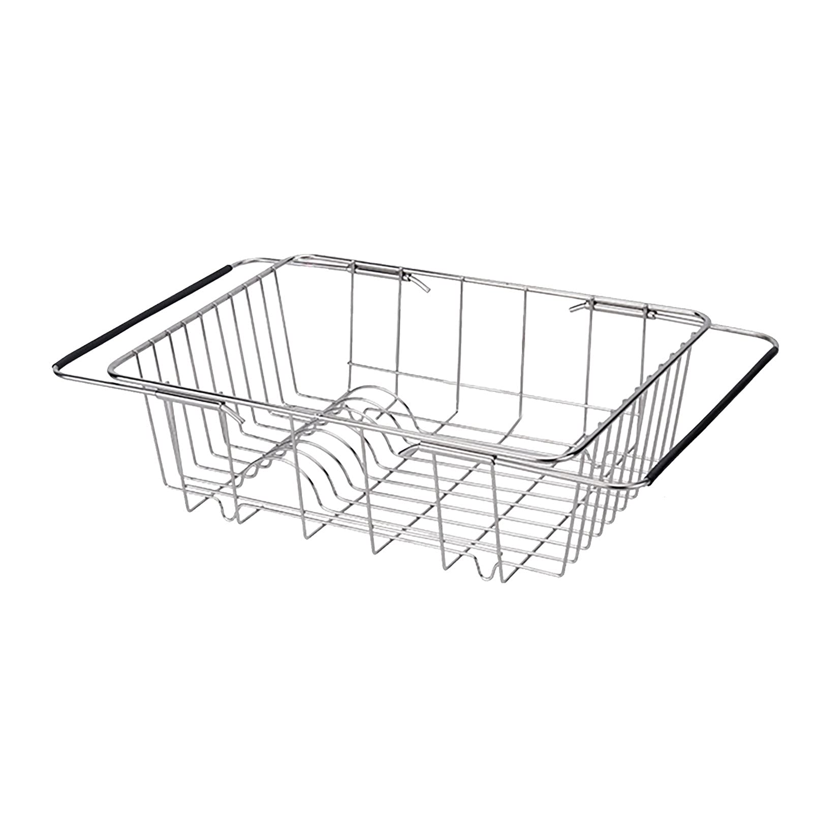 Stainless Steel Adjustable Sink Drainer Rack - 33x25x11.5cm Plate & Kitchen Utensil Holder - Over The Sink Sponge & Dish Storage Basket - Perfect for Kitchen Organization & Drying Dishes Efficiently